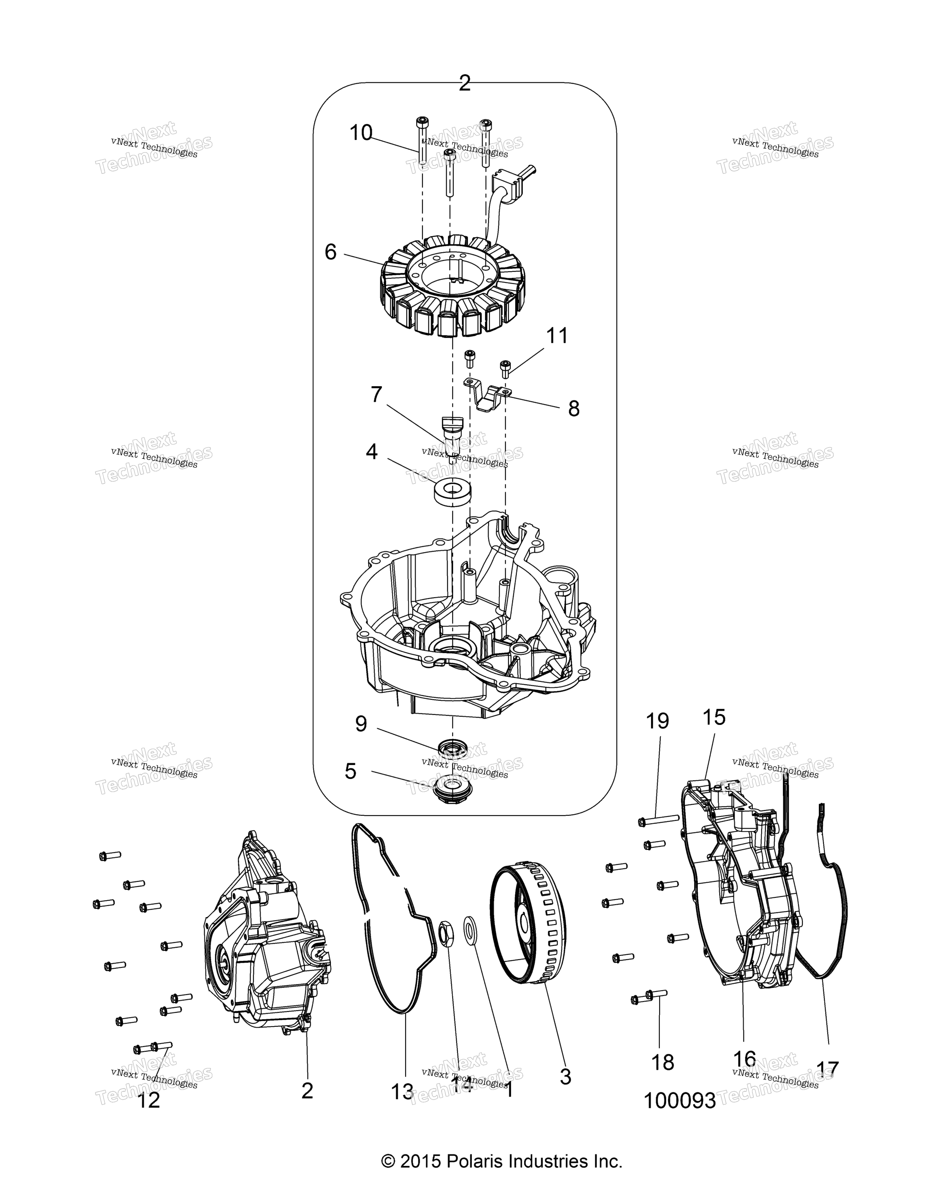 Engine, статор крышка & маховик