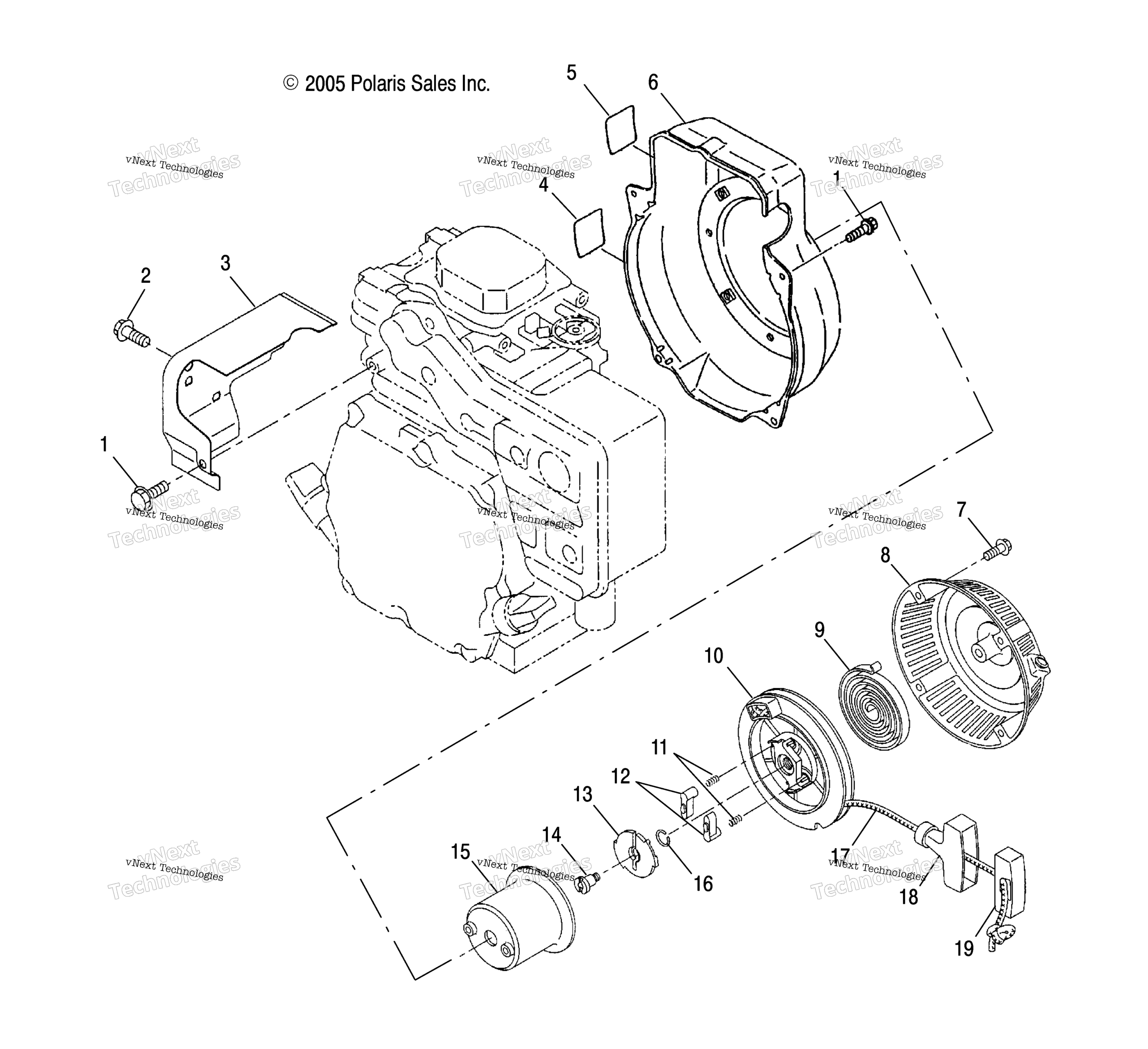 Engine, Recoil стартер & Blower Housing