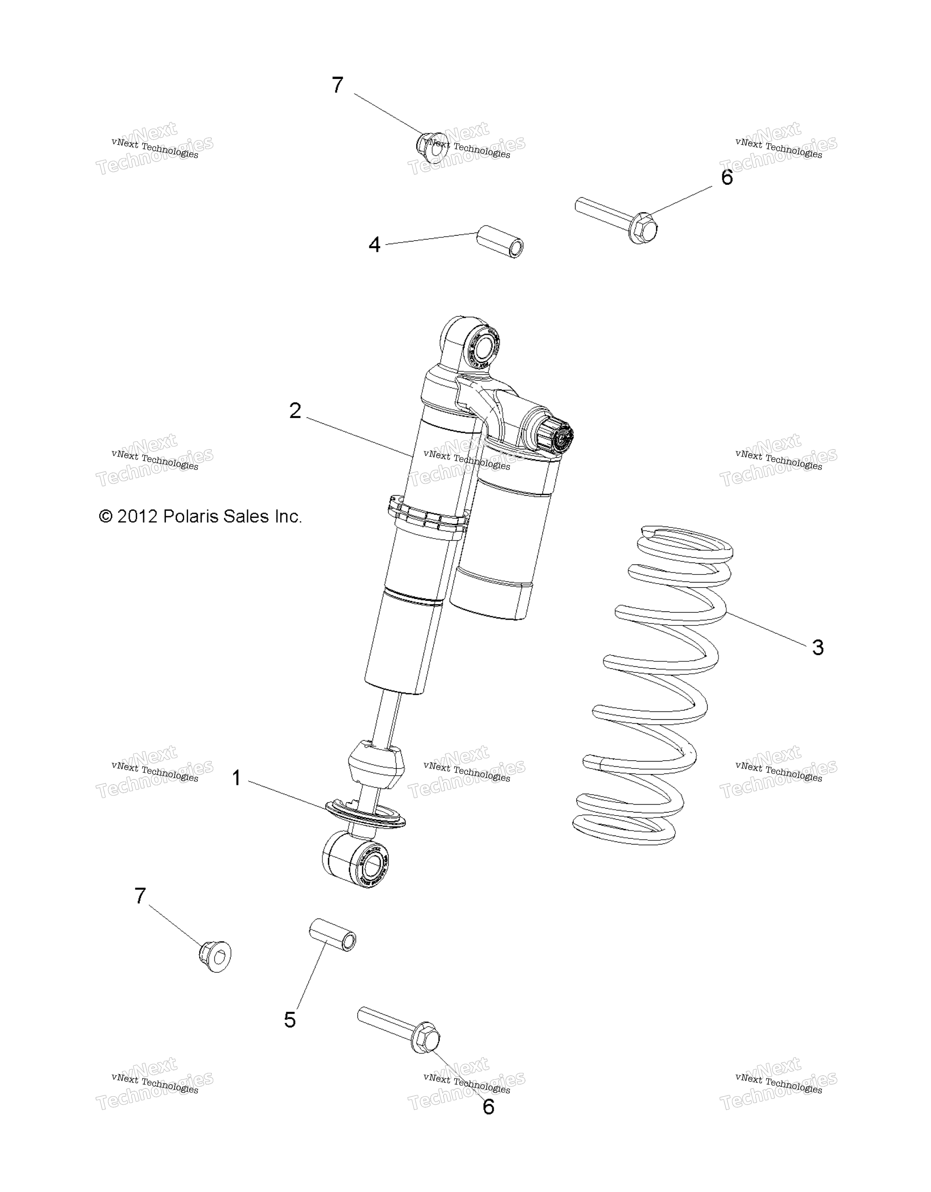 Suspension, Shock, Front, крепление