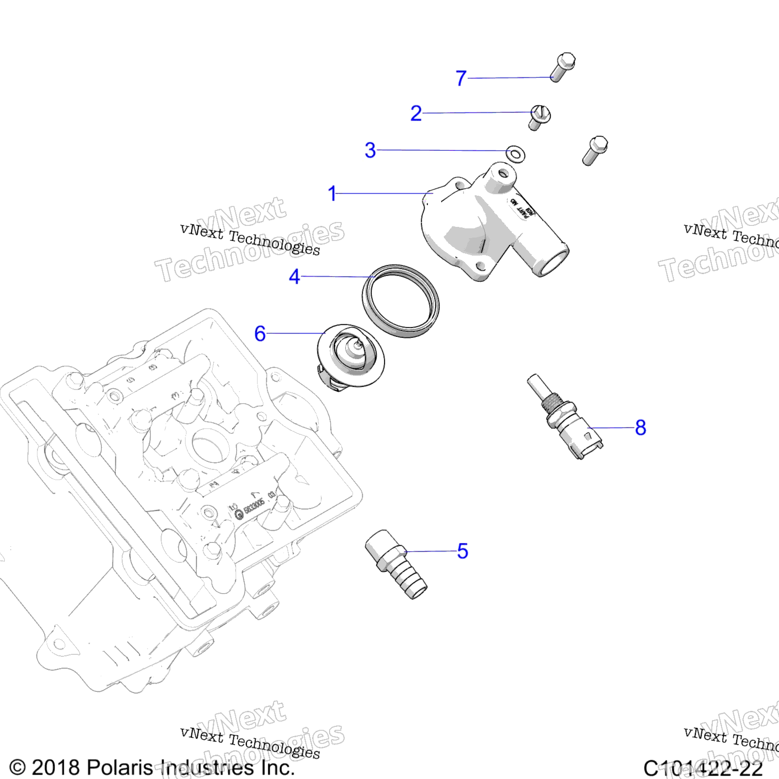 Engine, Thermostat & крышка