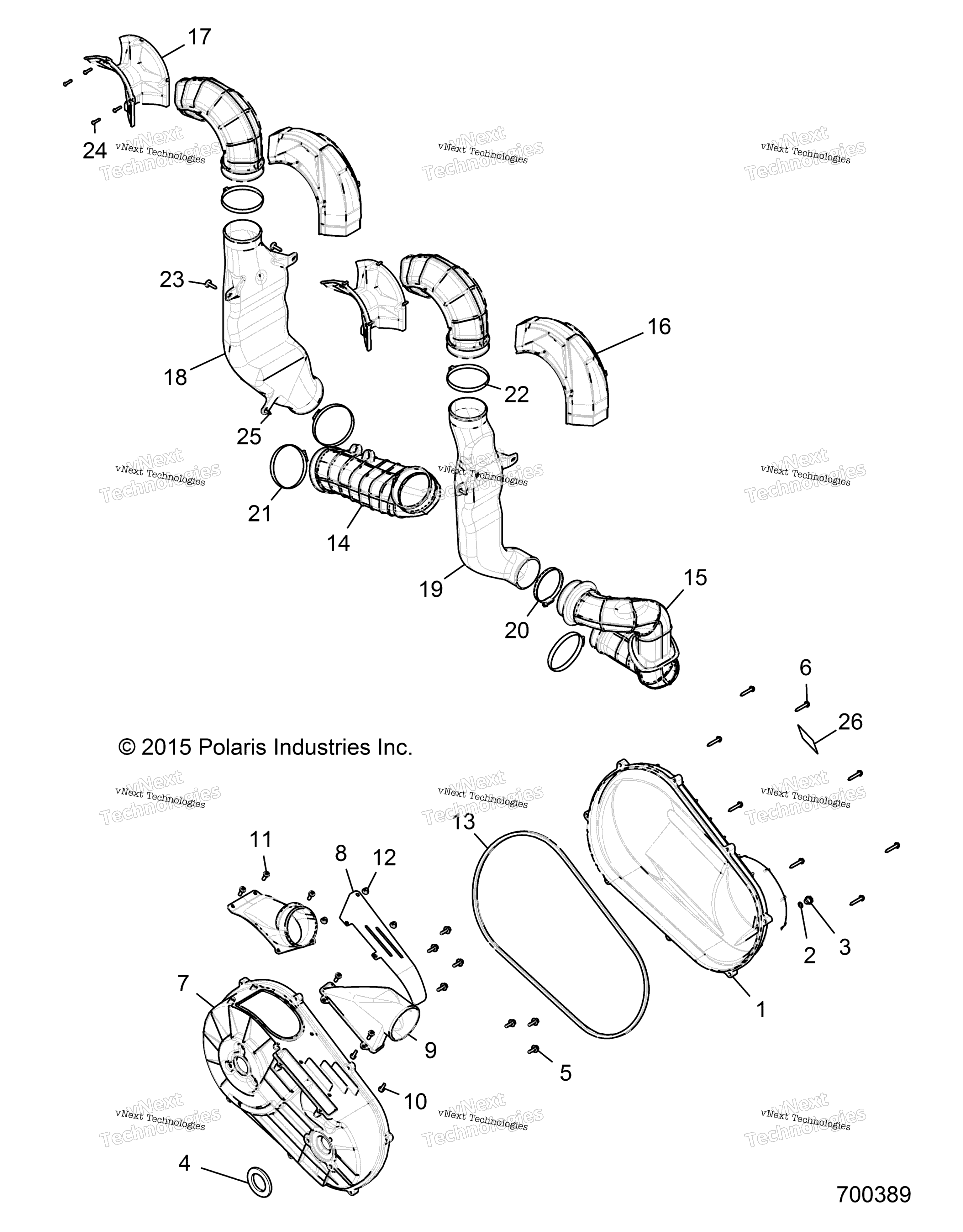 Трансмиссия, крышка сцепления & Ducting R16rtm87al