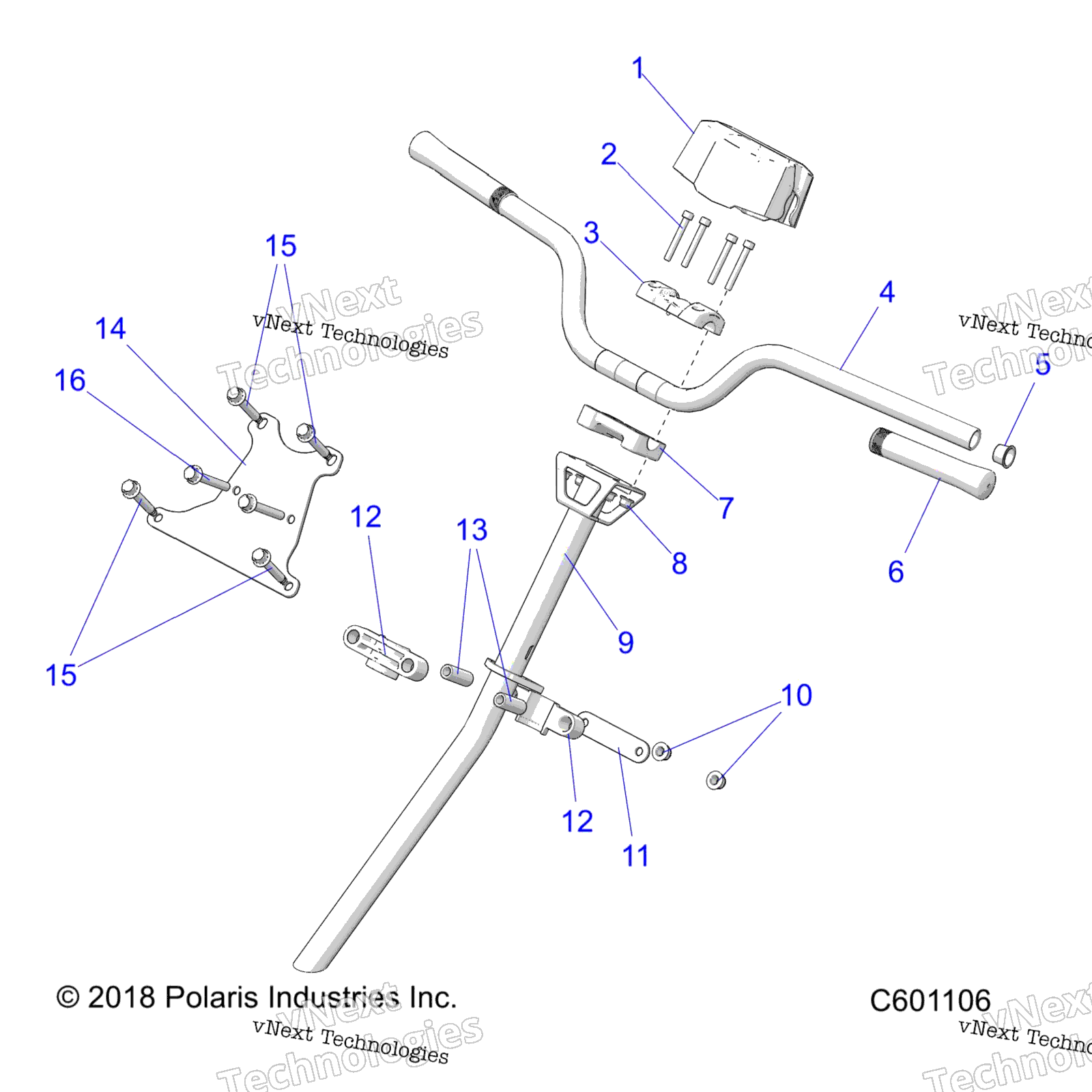 Steering, Hbar, рулевое управление Post, Grips