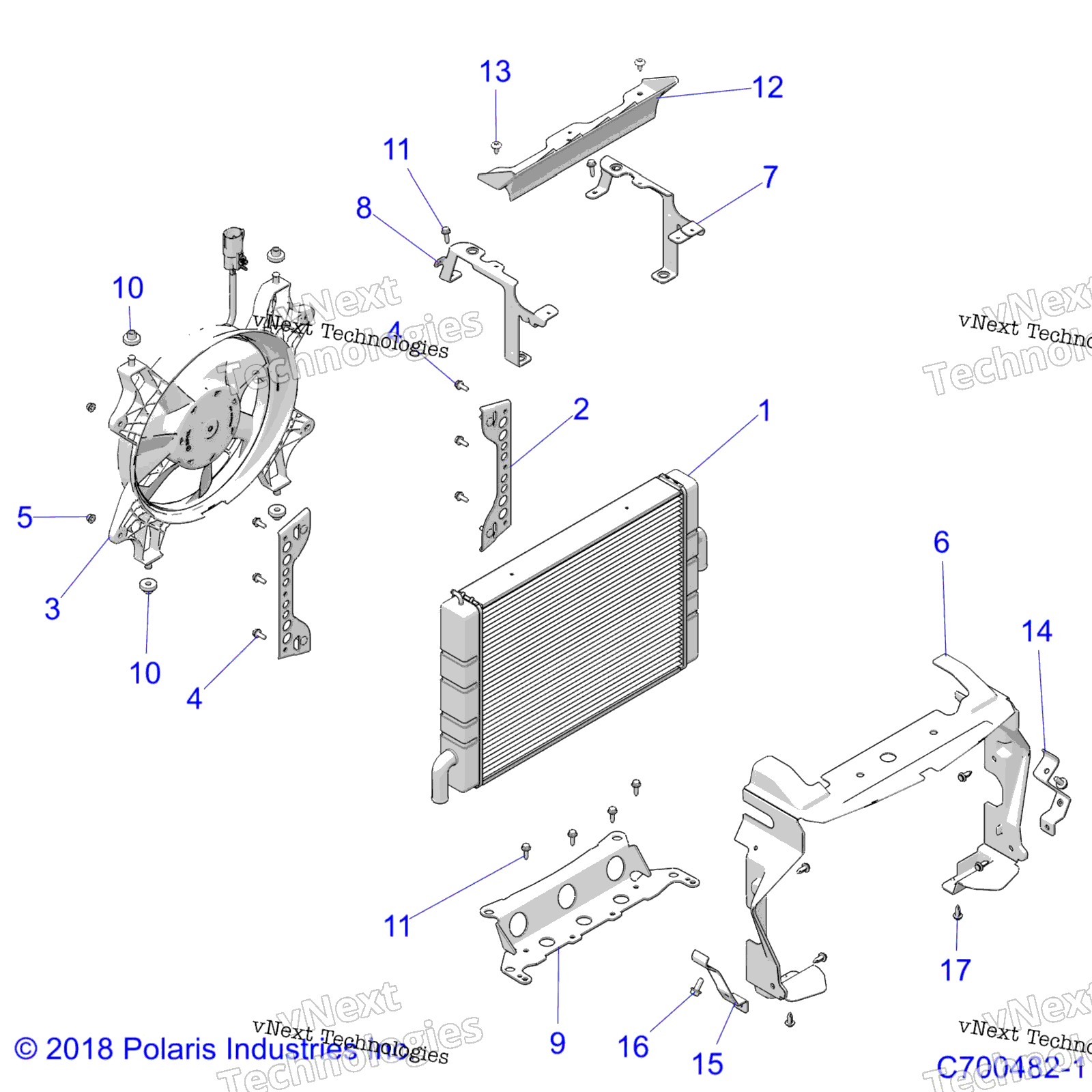 Двигатель, охлаждение Rad. Mounting