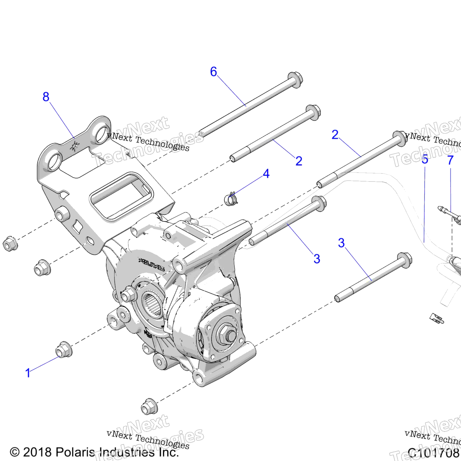 Привод Train, Gearcase Mounting, Rear