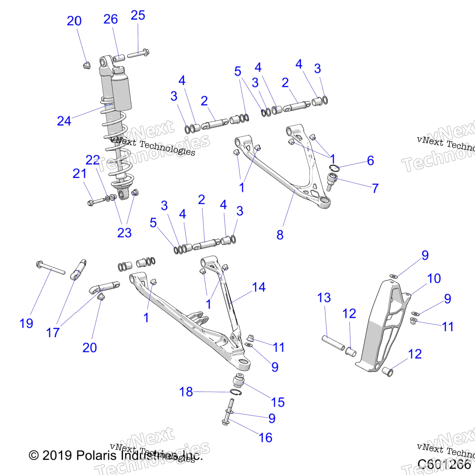 Suspension, управление Arms, Spindle, и Shock Mntg. All Options