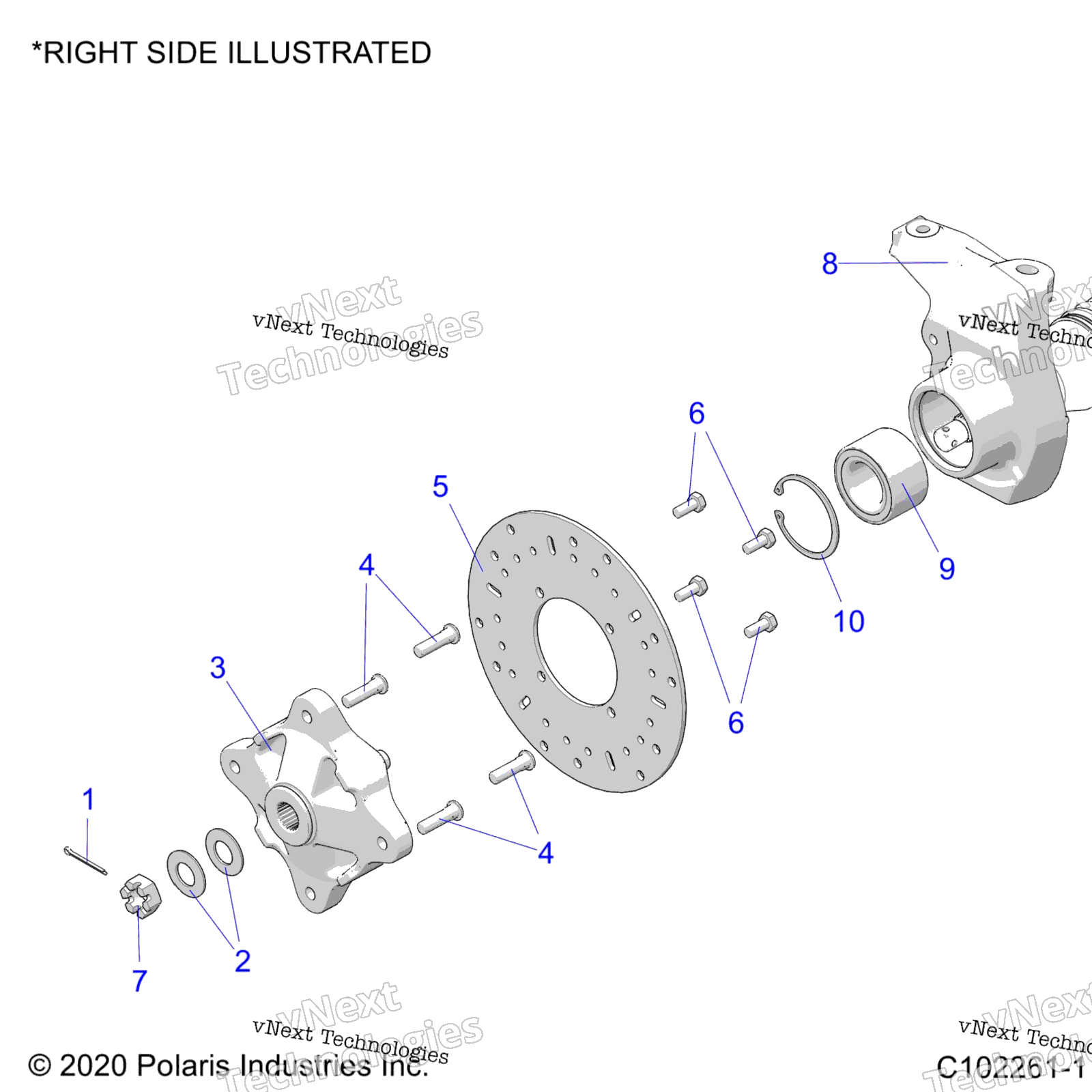 Подвеска, передняя Hub, Carrier, & Brake Disc