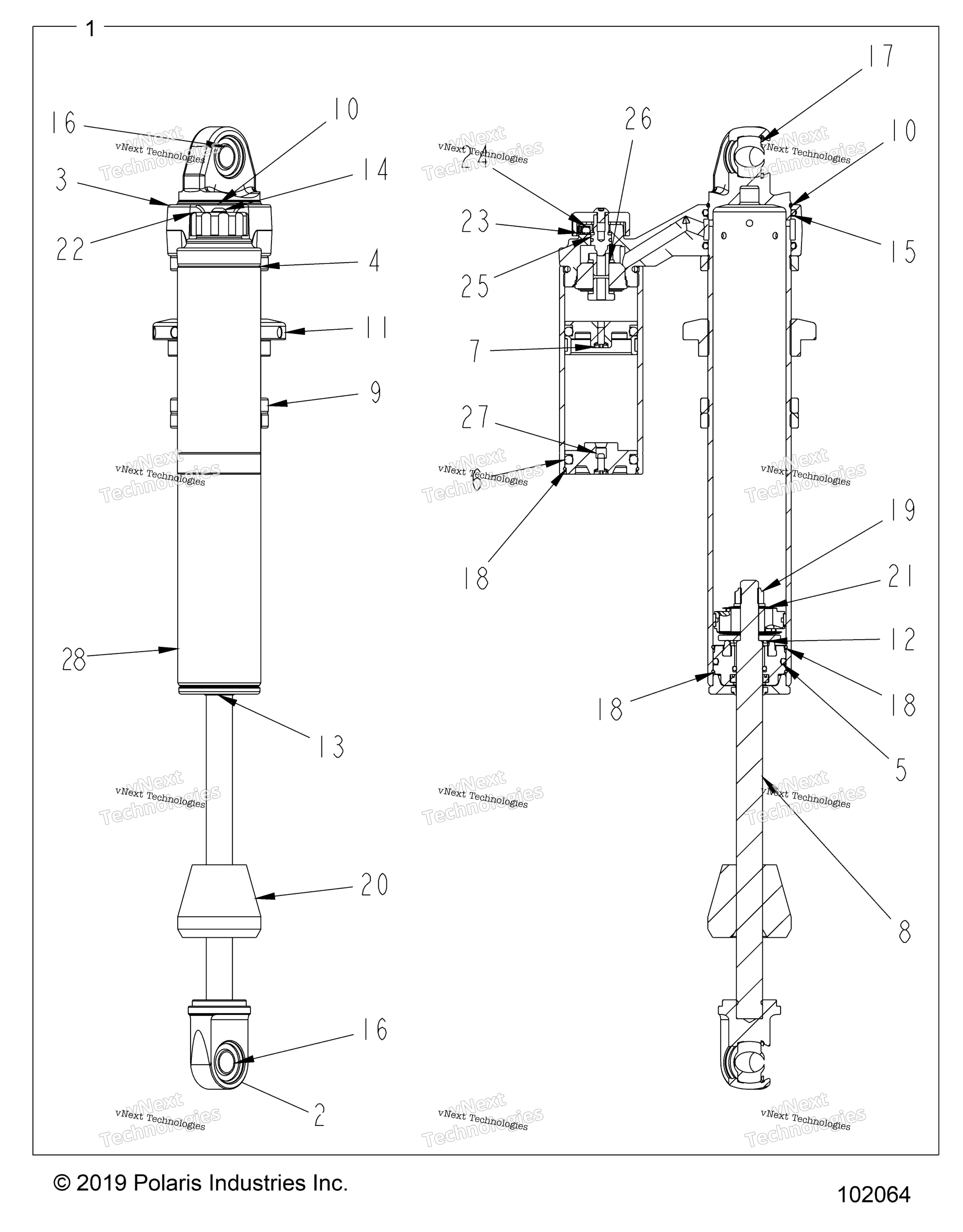 Suspension, Shock, передний Piggyback, Lh, Rh, Internals