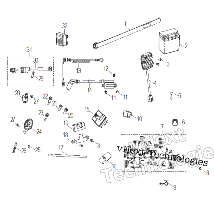 Electrical, Switches, жгут & Indicators