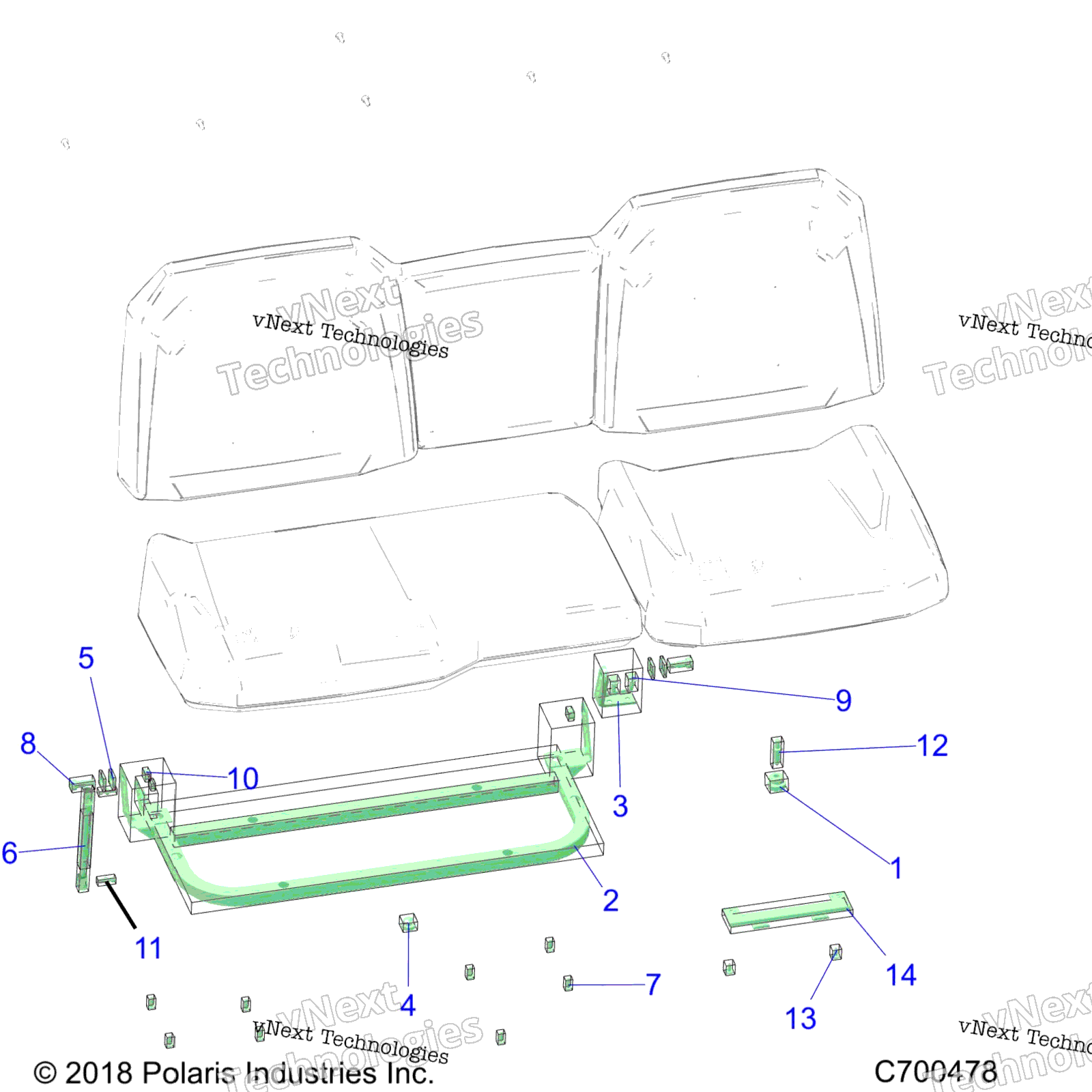 Кузов, сиденье Asm. Rear Frame