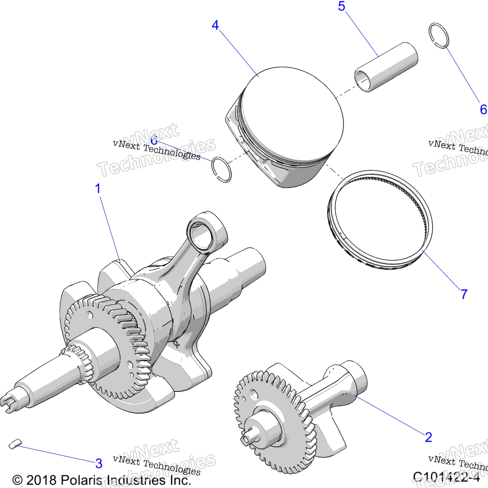 Engine, Crankshaft, поршень & Balance Shaft