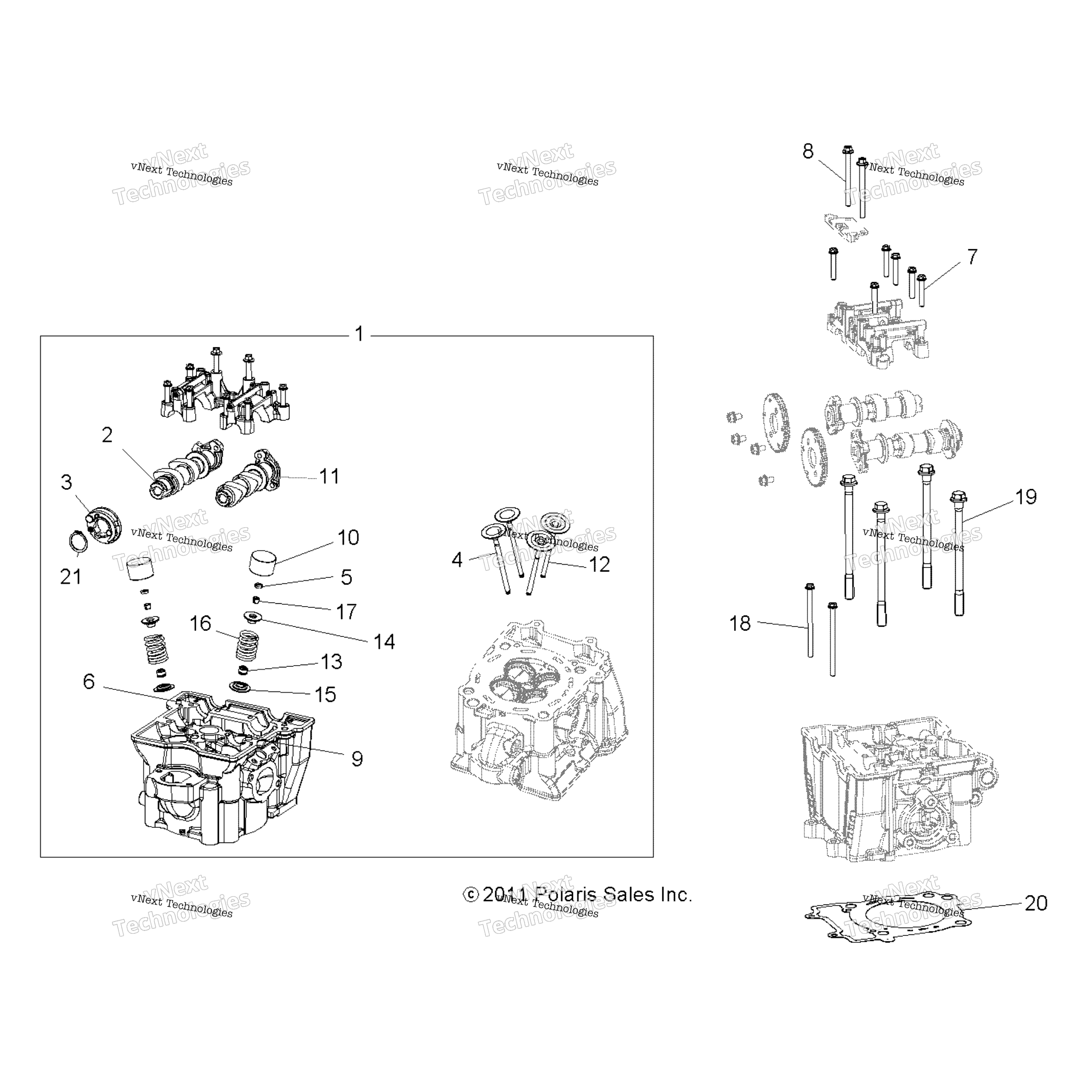 Двигатель, цилиндр Head, Cams & Valves
