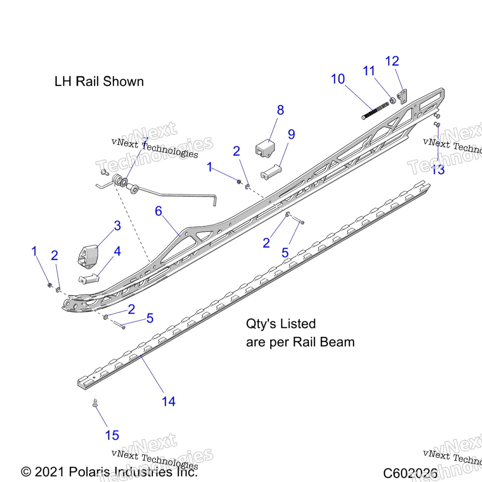 Suspension, Rail Beams, Lh / Rh, 2.75" Track Option