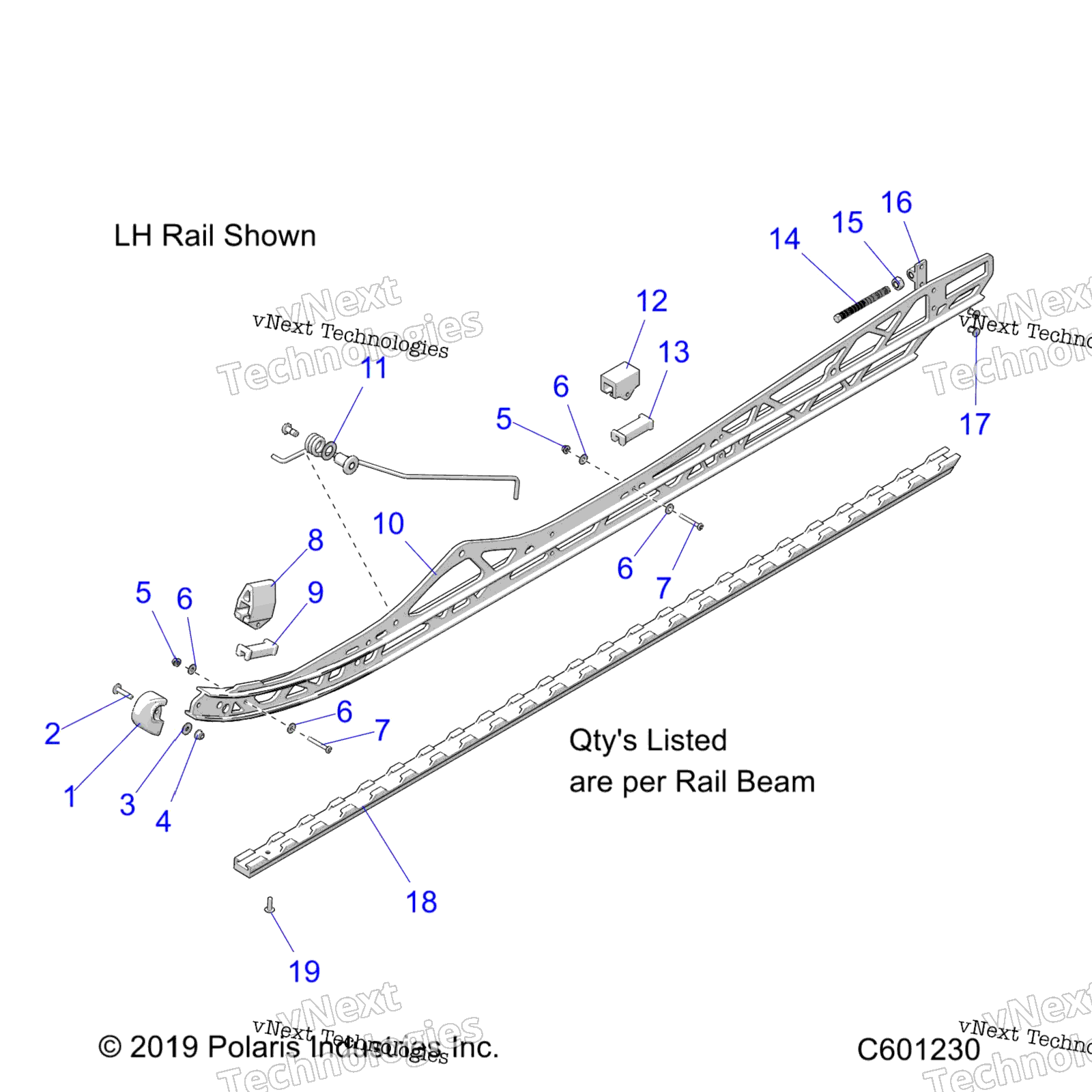 Suspension, Rail Beams, Lh / Rh, 3" Track Option