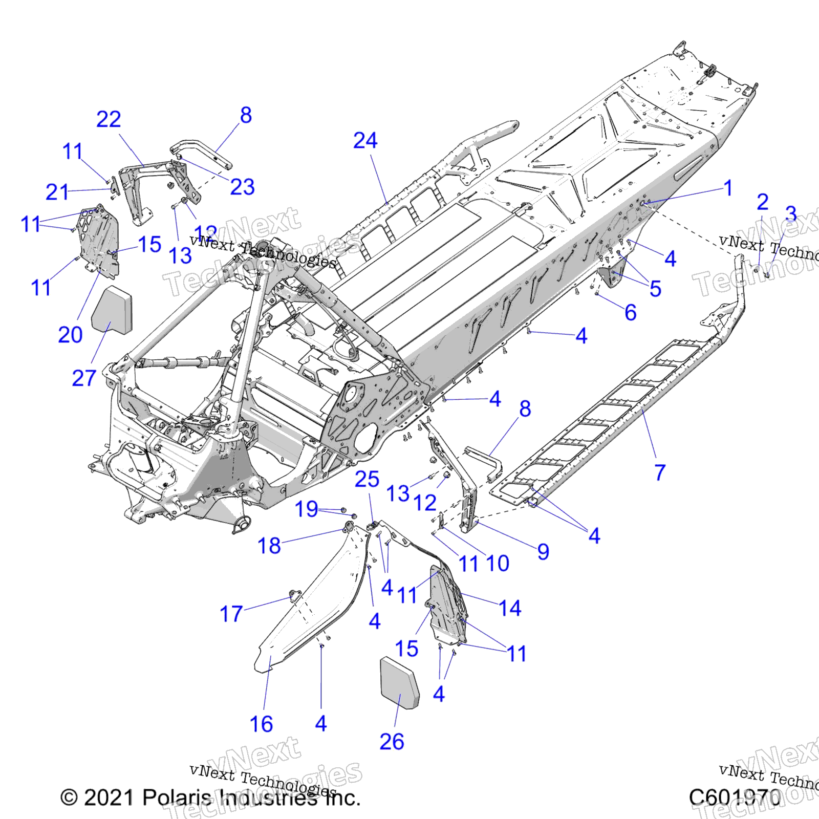 Chassis, сцепление Guard, Footrests, и Running Boards All Options