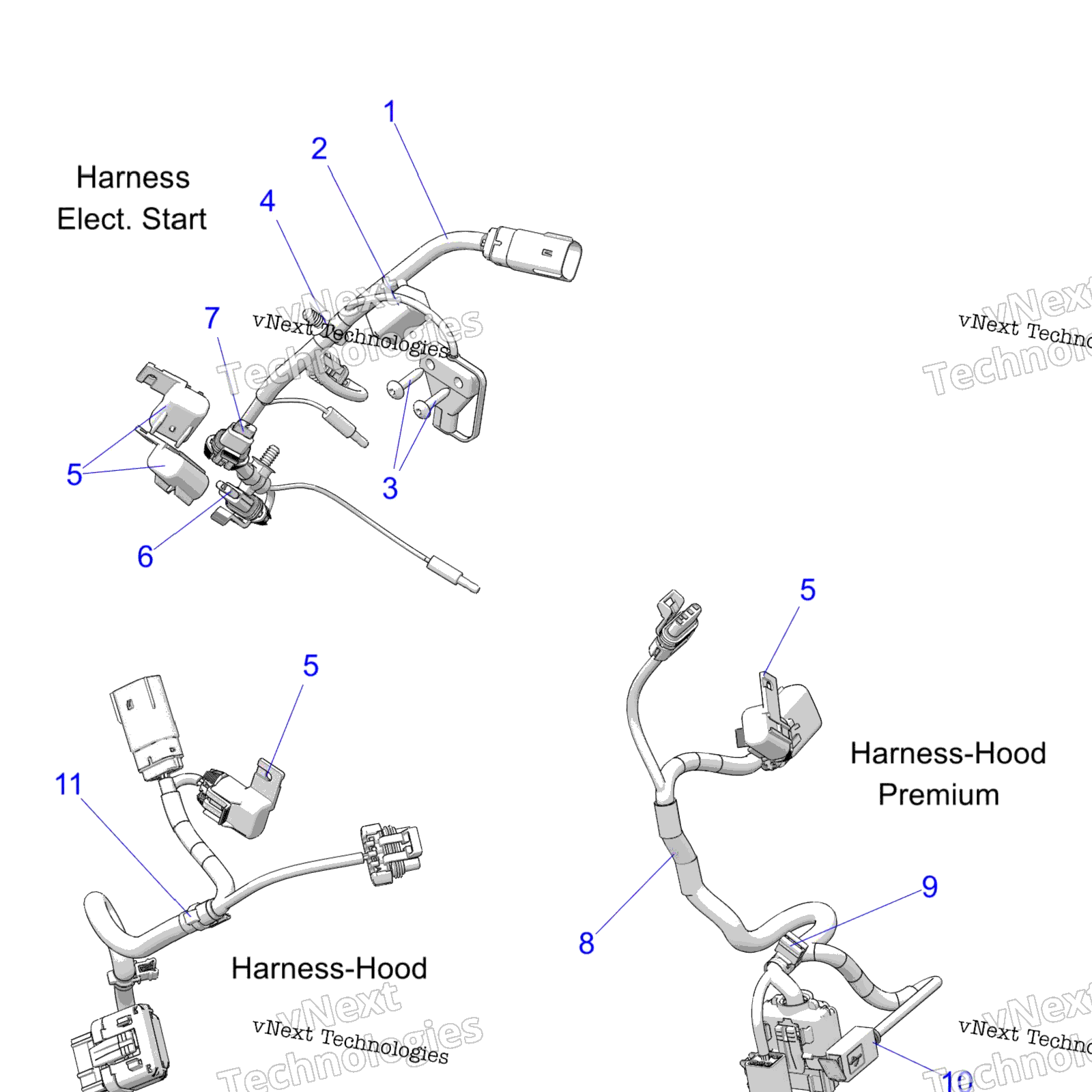 Electrical, провод Harness, Hood, Elec. Start