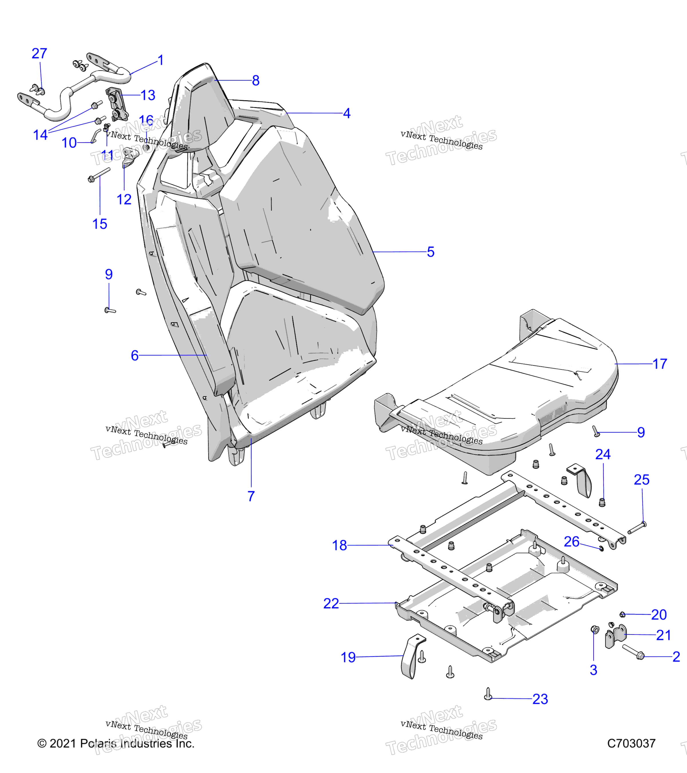 Кузов, сиденье Asm., Rear