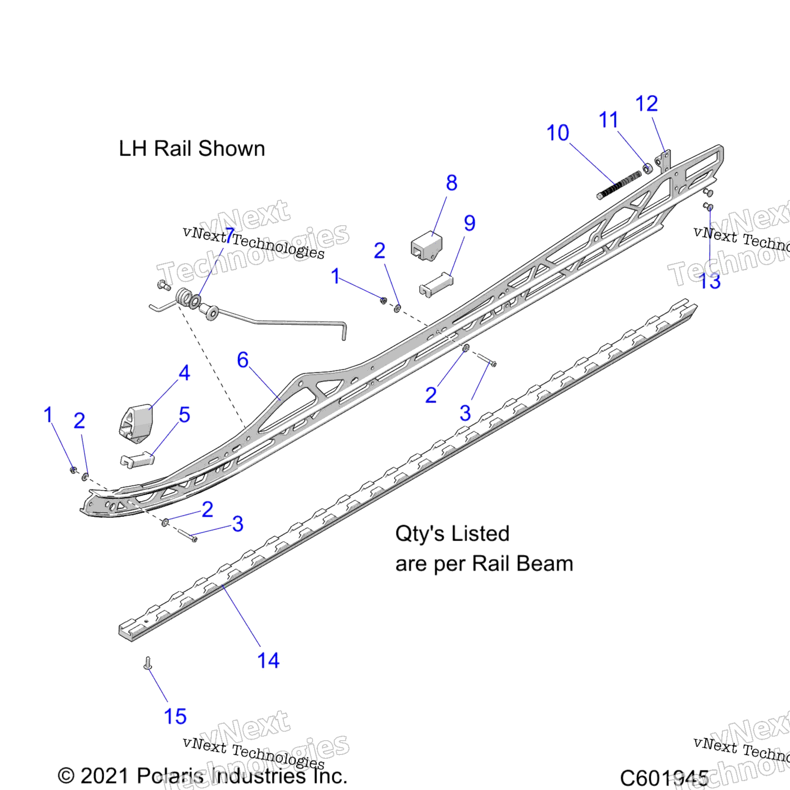 Suspension, Rail Beam Asm, Lh / Rh, 2.75" Track Option