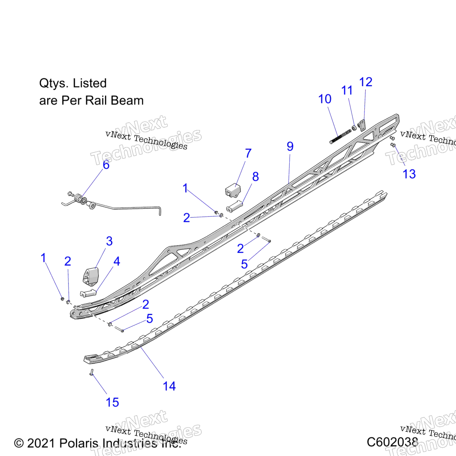 Suspension, Rail Beam Mounting, Lh / Rh, 165" / 2.75" Track S23tgm8rs