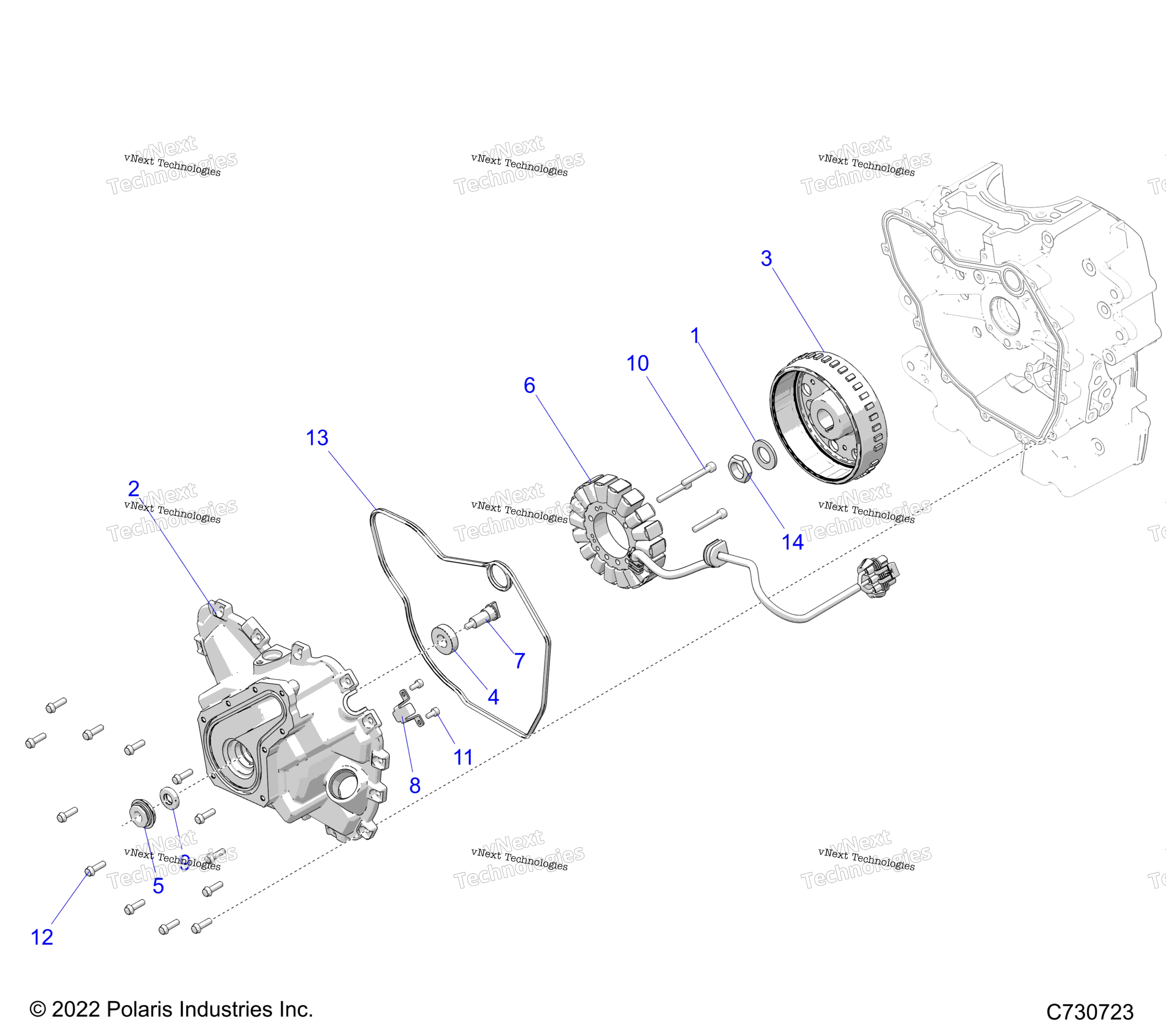Engine, статор крышка & маховик
