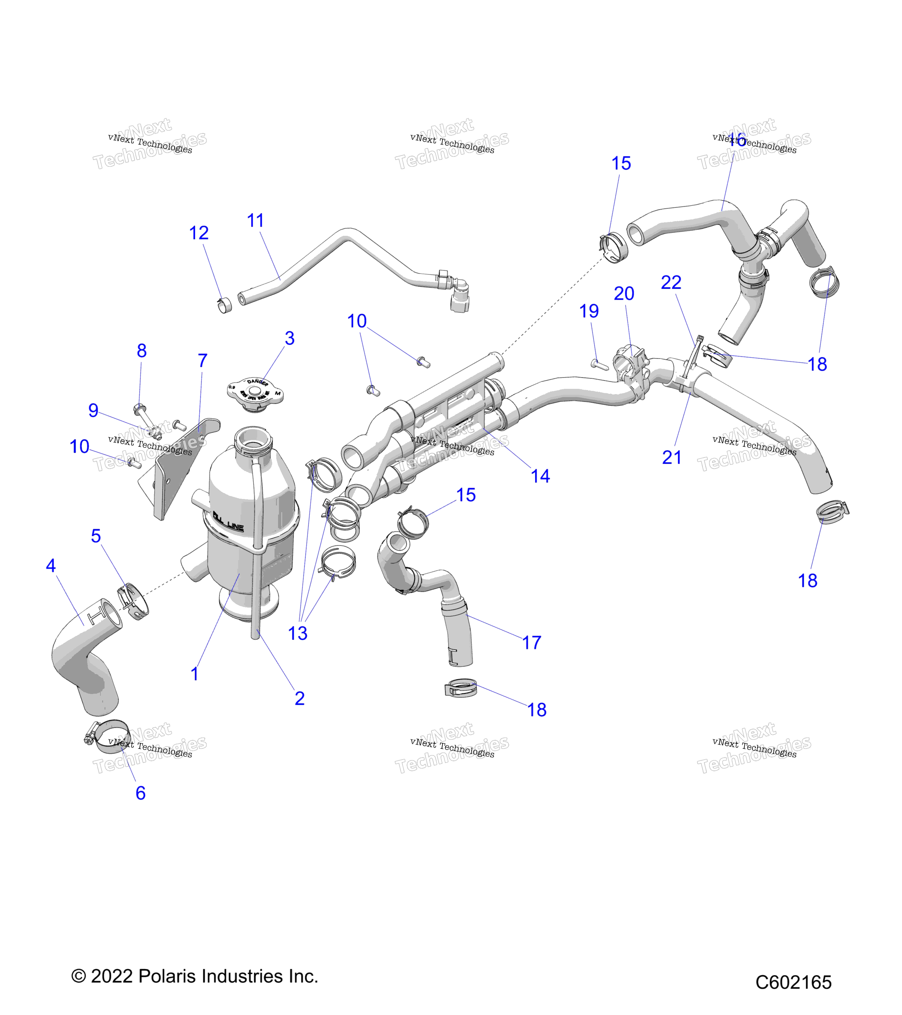 Engine, Coolant Bottle и Hoses