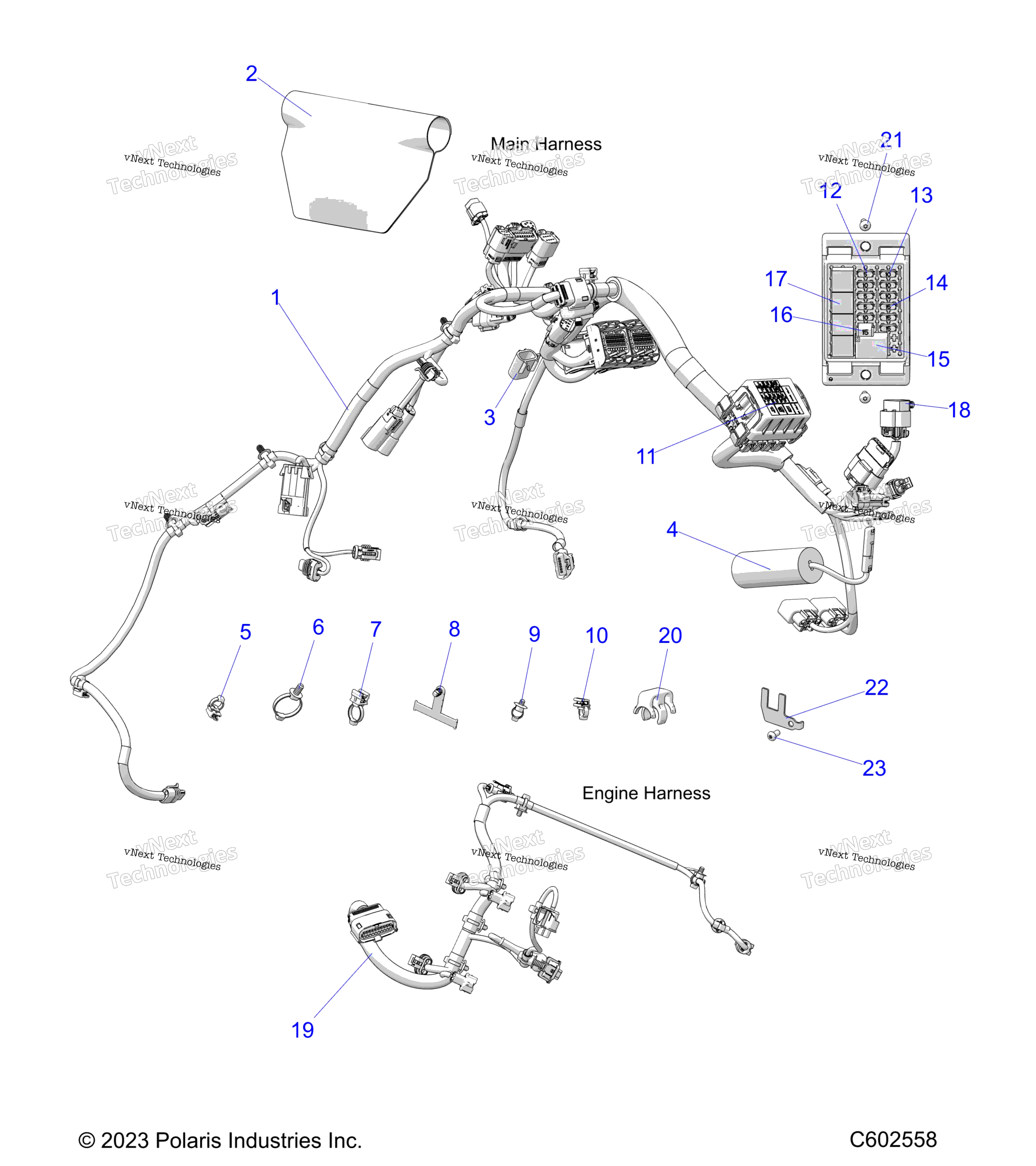 Electrical, Wire Harness,Chassis / Fuse Block, двигатель