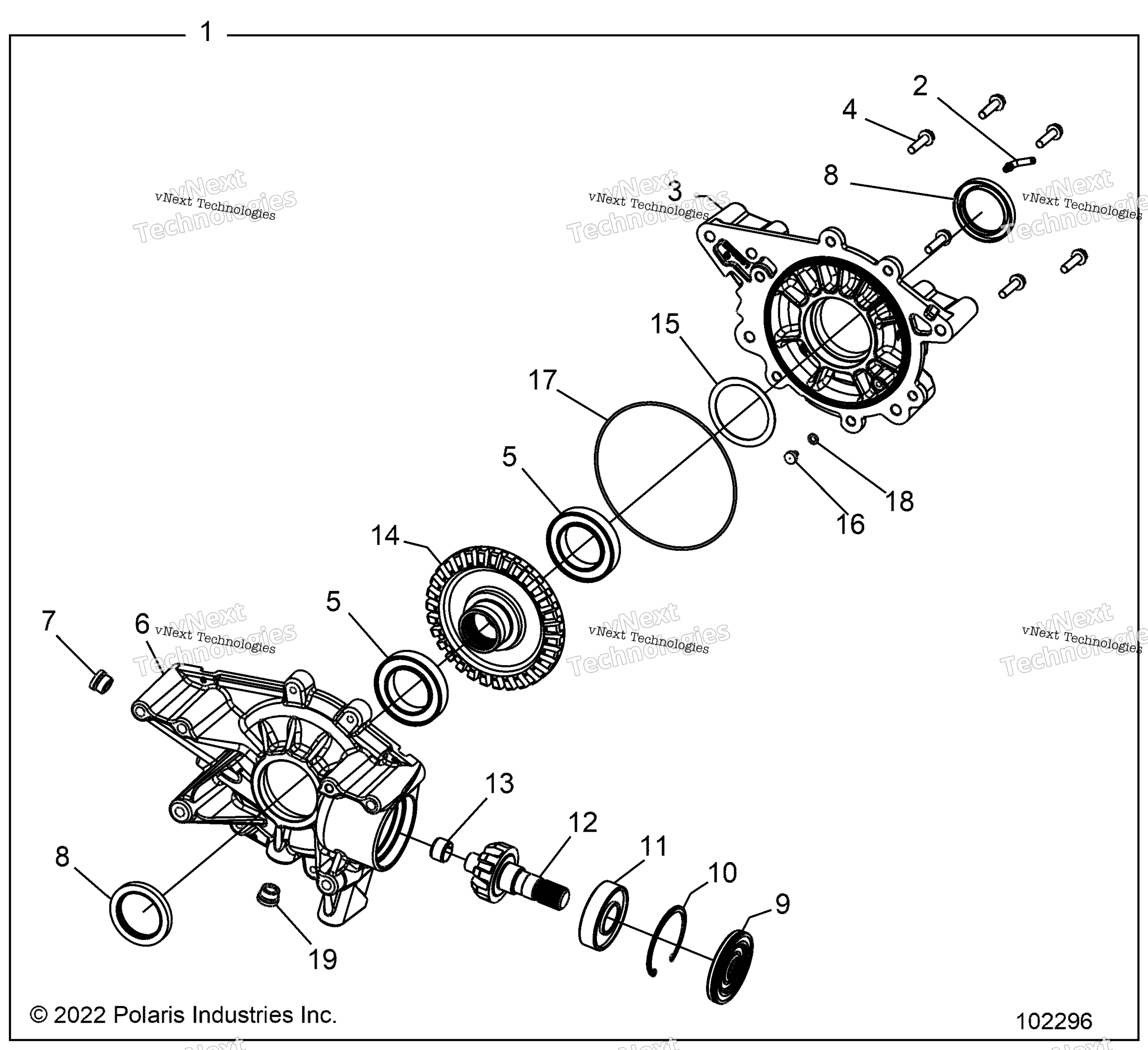 Привод Train, Rear Gearcase Internals A223s6e57f1/Fl (102296)