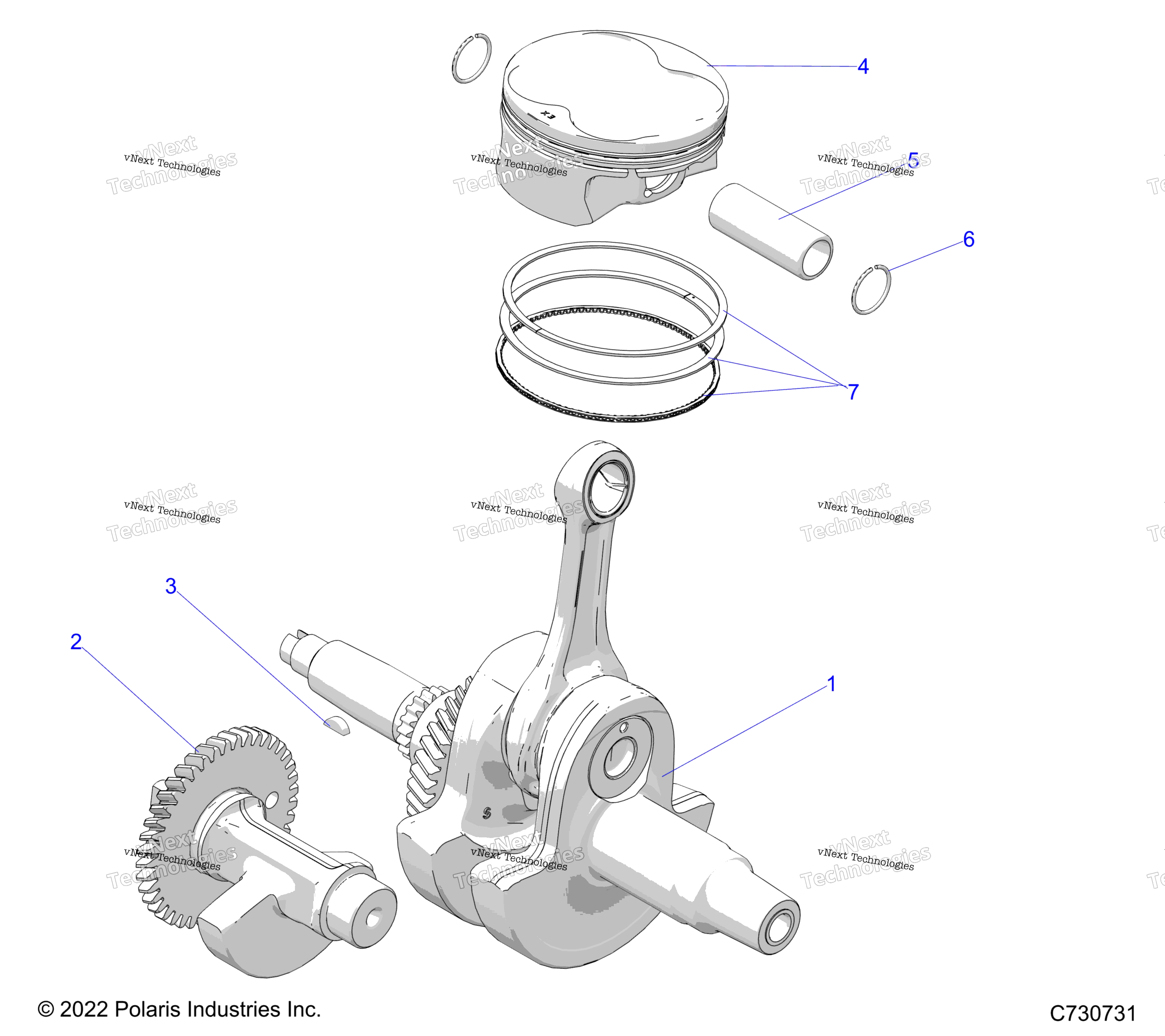 Engine, Crankshaft, поршень & Balance Shaft