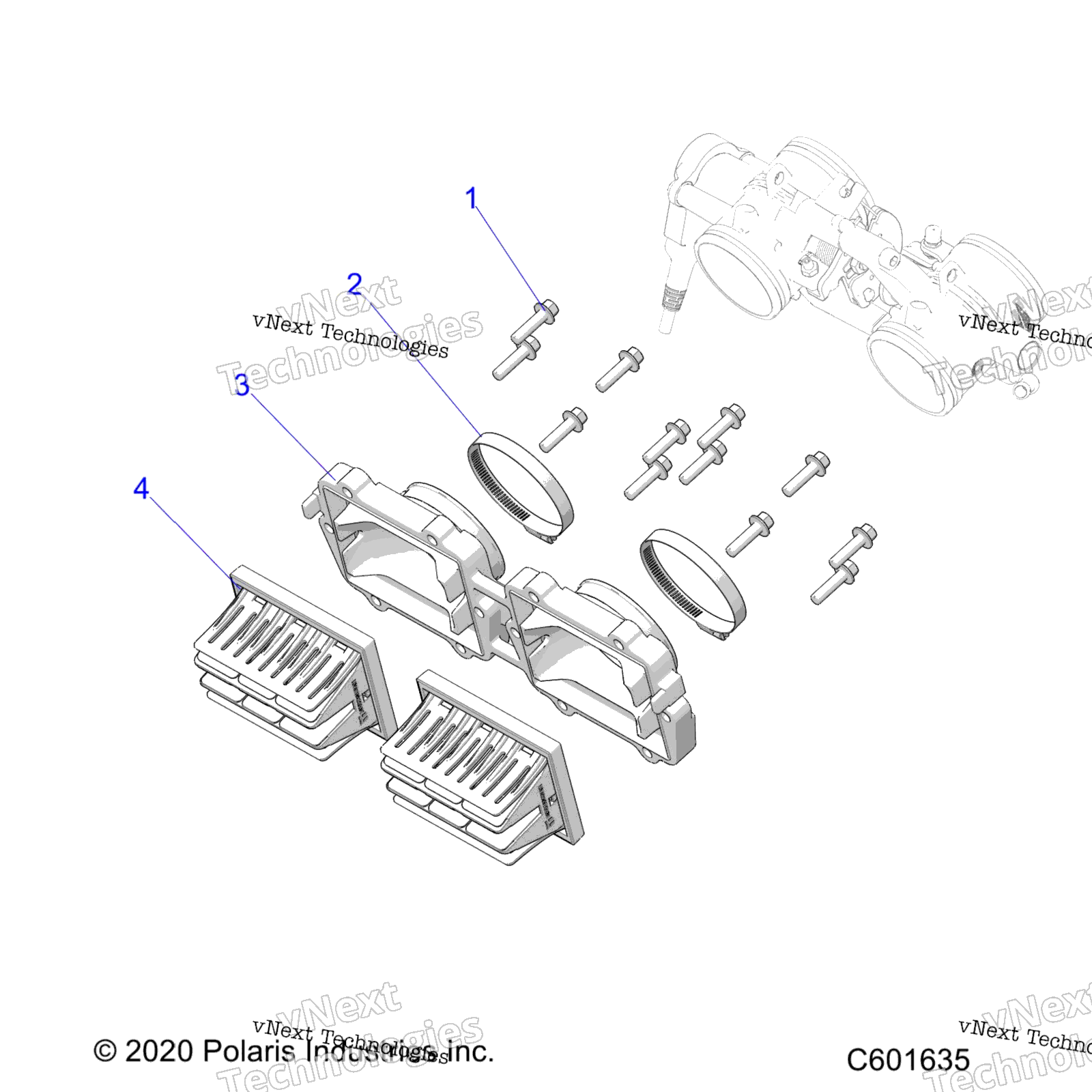 Engine, Reed клапан & Throttle кузов Adaptor
