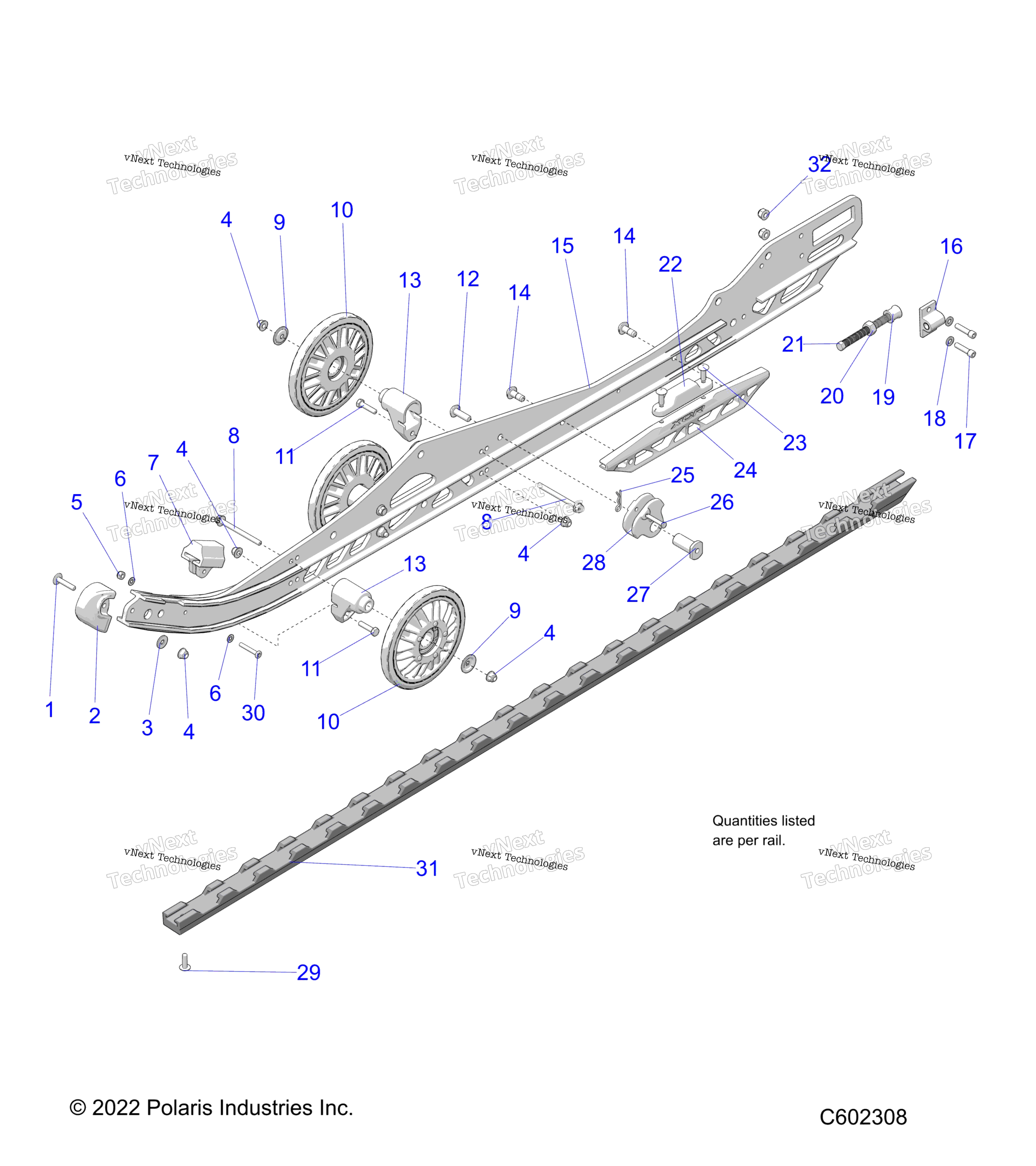 Suspension, Rail Beam Lh / Rh / 8Re