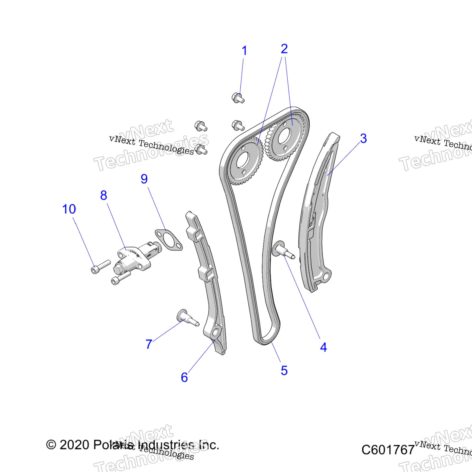 Engine, Camchain, Sprockets и Tensioner