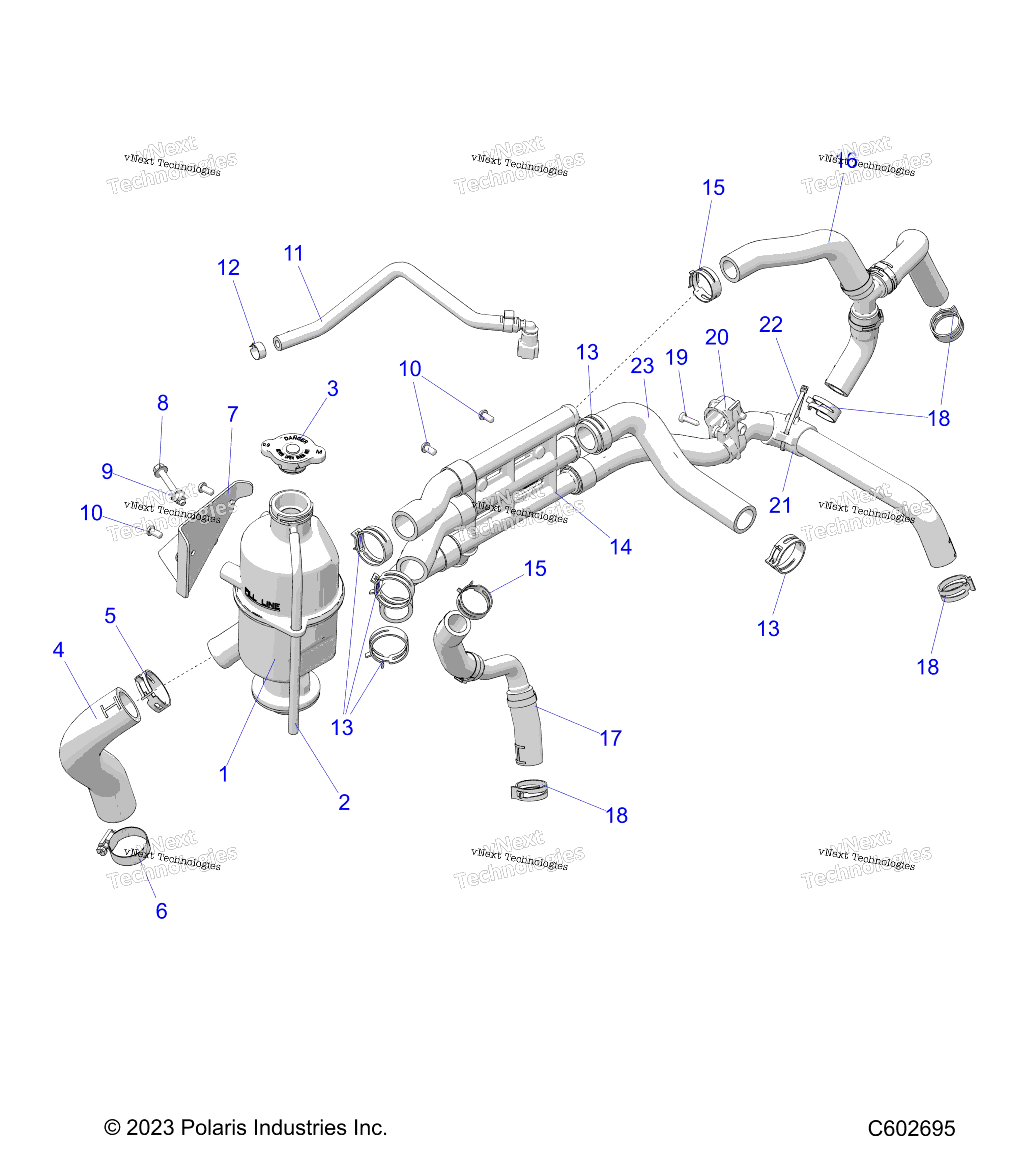 Engine, Coolant Bottle и Hoses