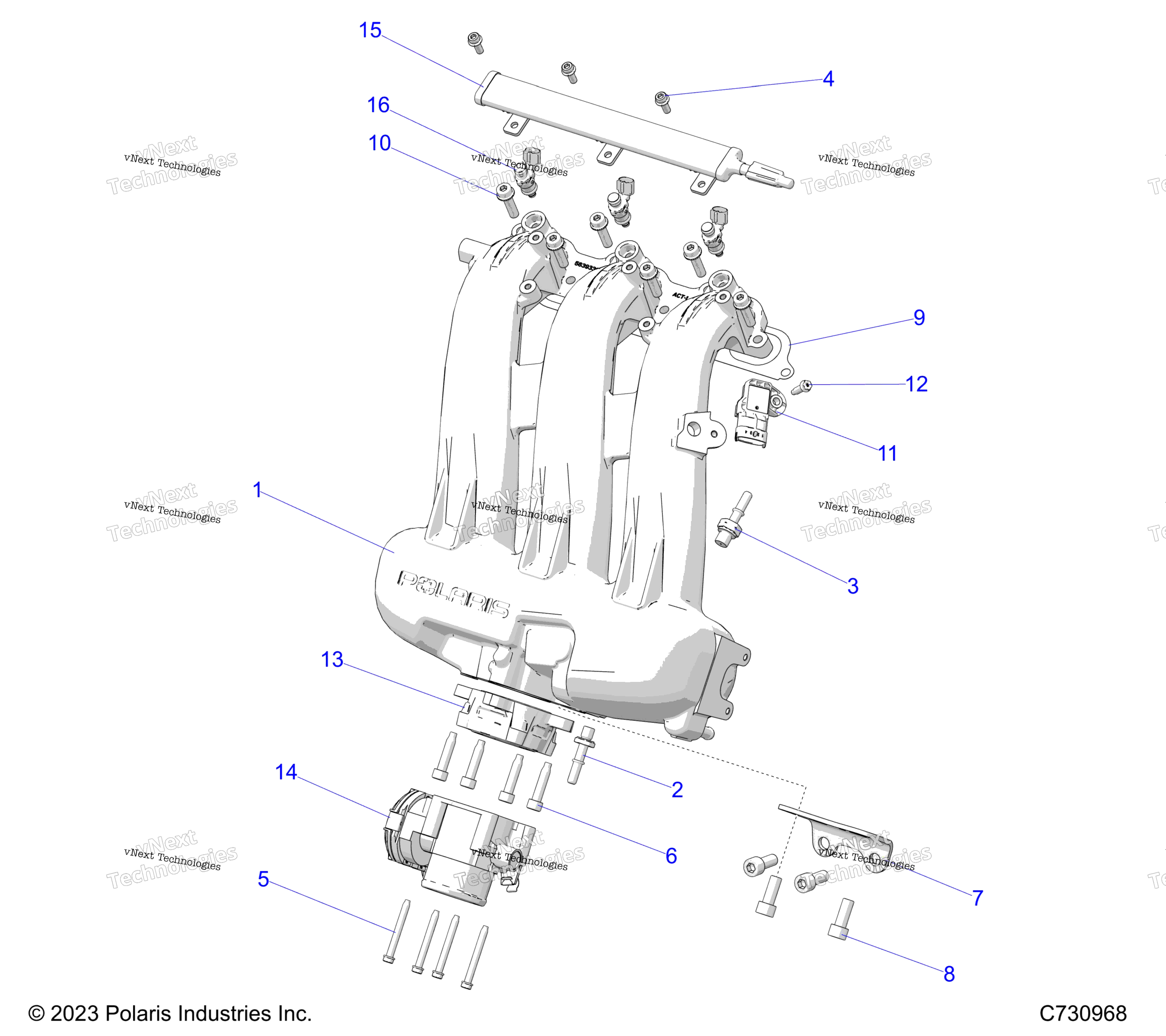 Engine, впуск Manifold, Throttle Body, топливный Rail
