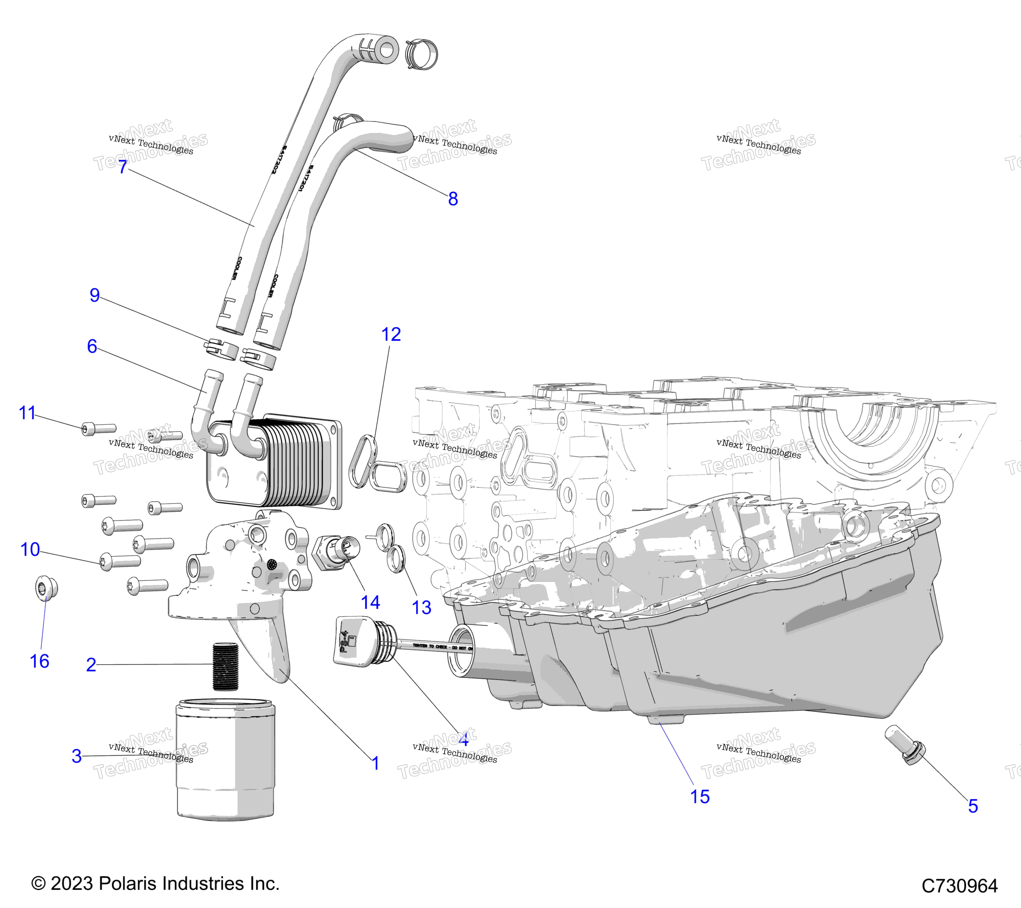 Engine, масляный Cooler, фильтр и Dipstick