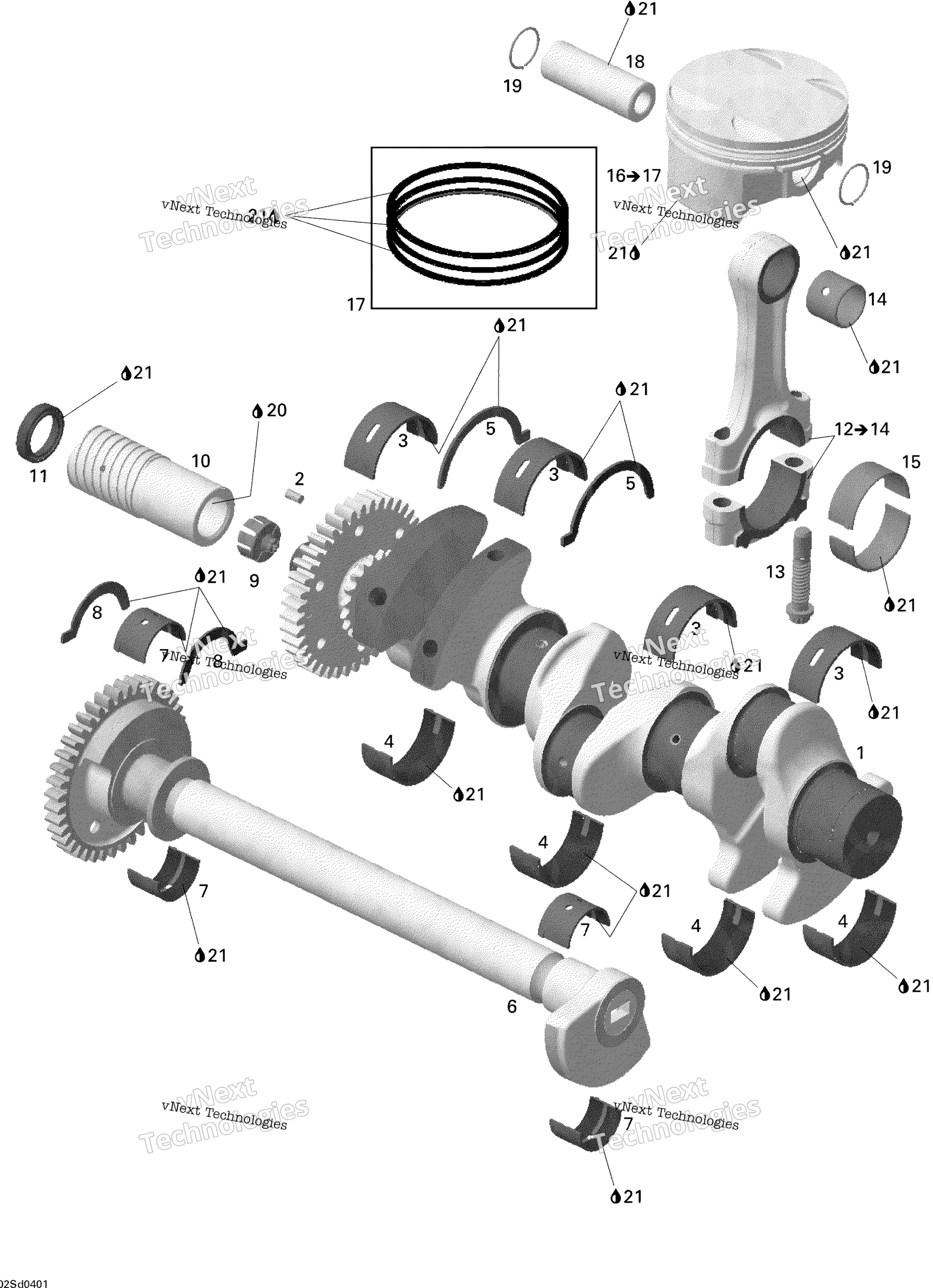 Crankshaft, Pistons и Balance Shaft