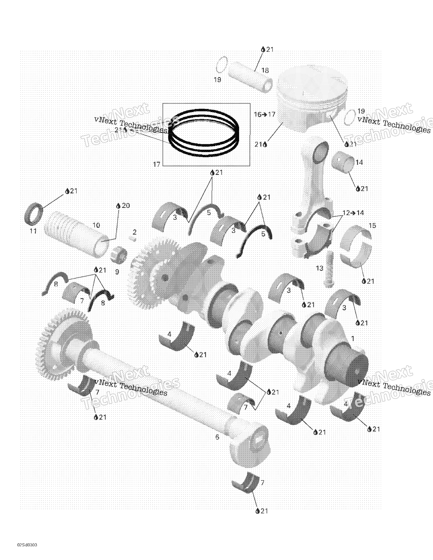Crankshaft, Pistons и Balance Shaft
