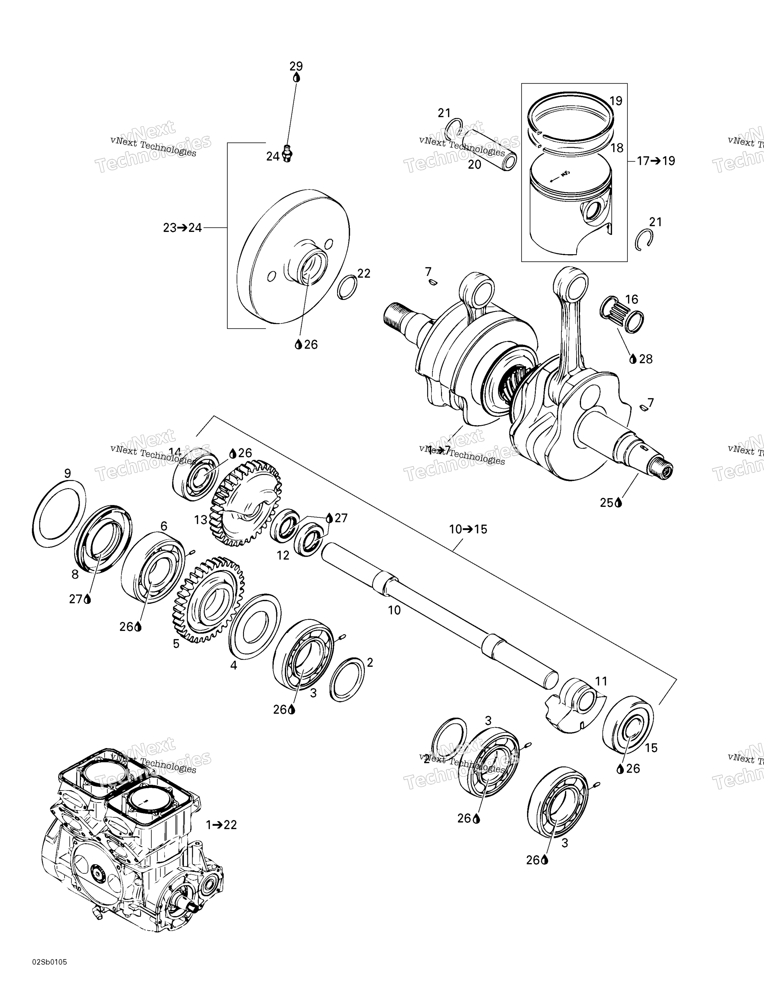 Коленчатый вал And Pistons