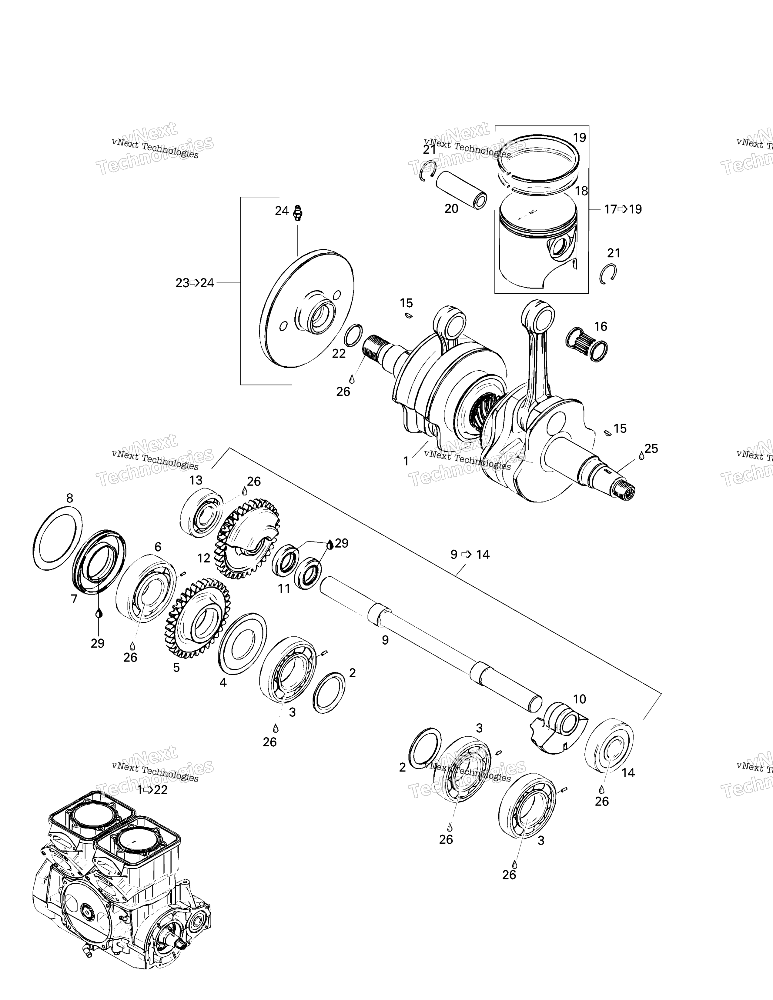 Коленчатый вал And Pistons