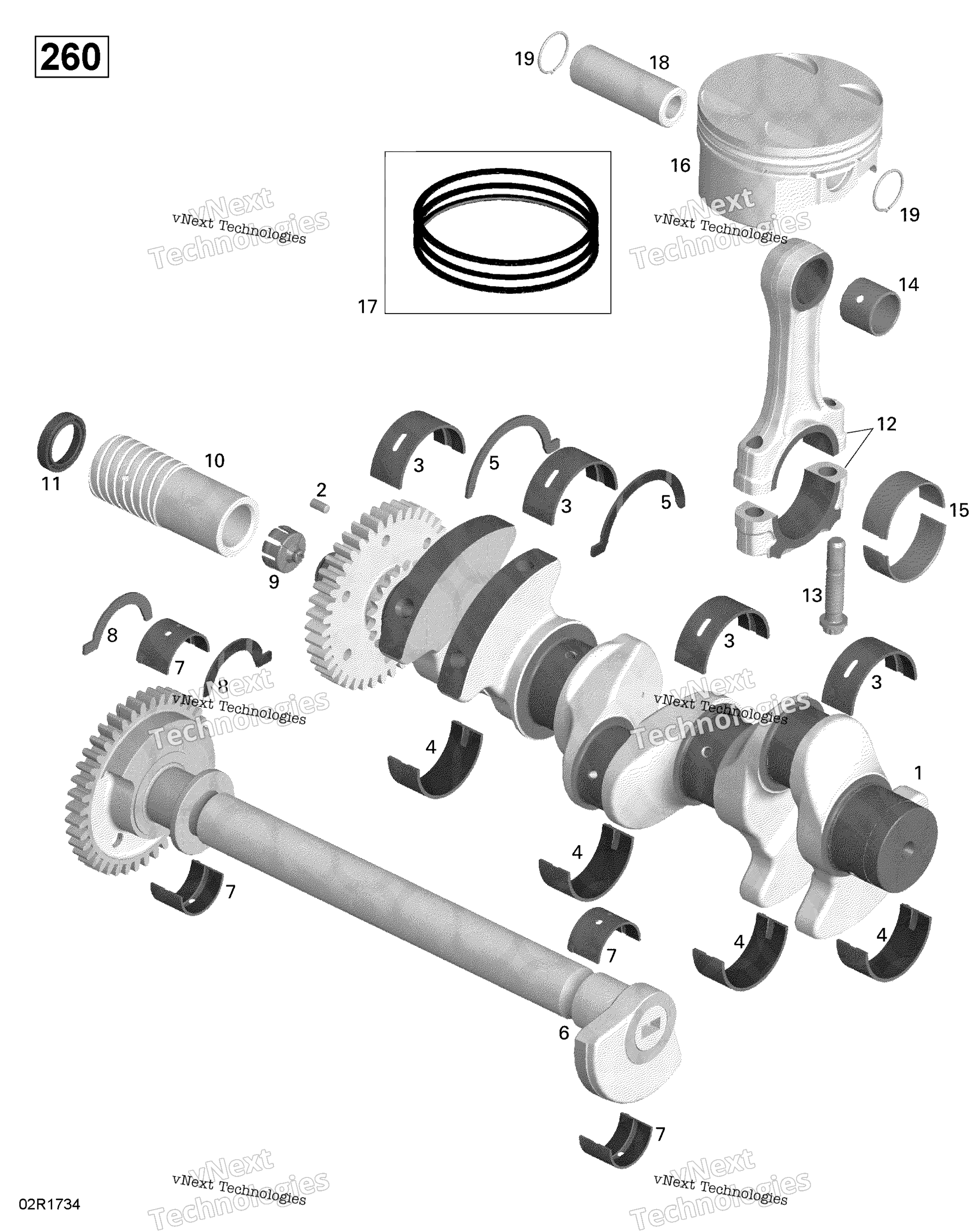 Crankshaft, Pistons и Balance Shaft 260