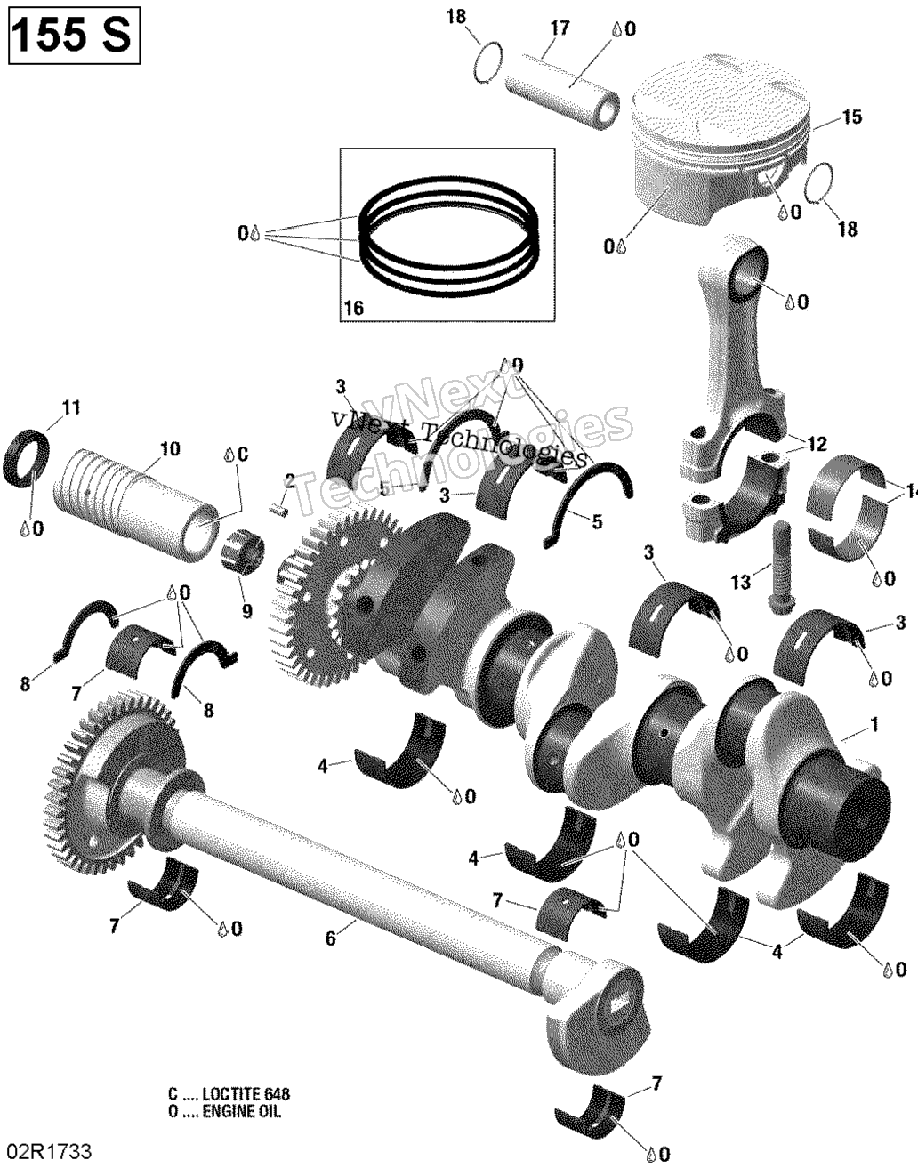 Crankshaft, Pistons и Balance Shaft 155 Model With подвеска