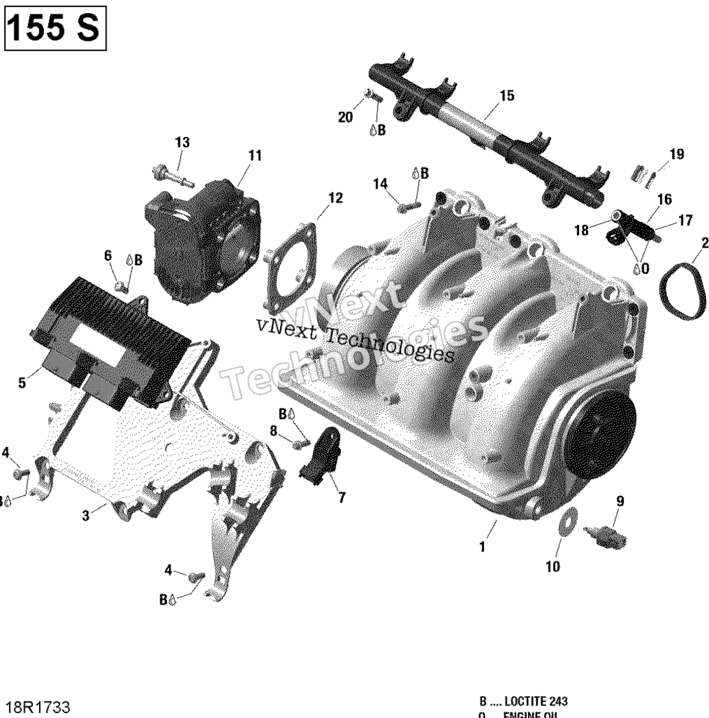 Воздушный впуск коллектор и Throttle кузов 155 Model With подвеска