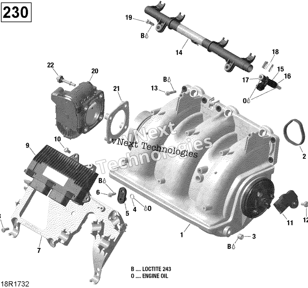 Воздушный впуск коллектор и Throttle кузов 230