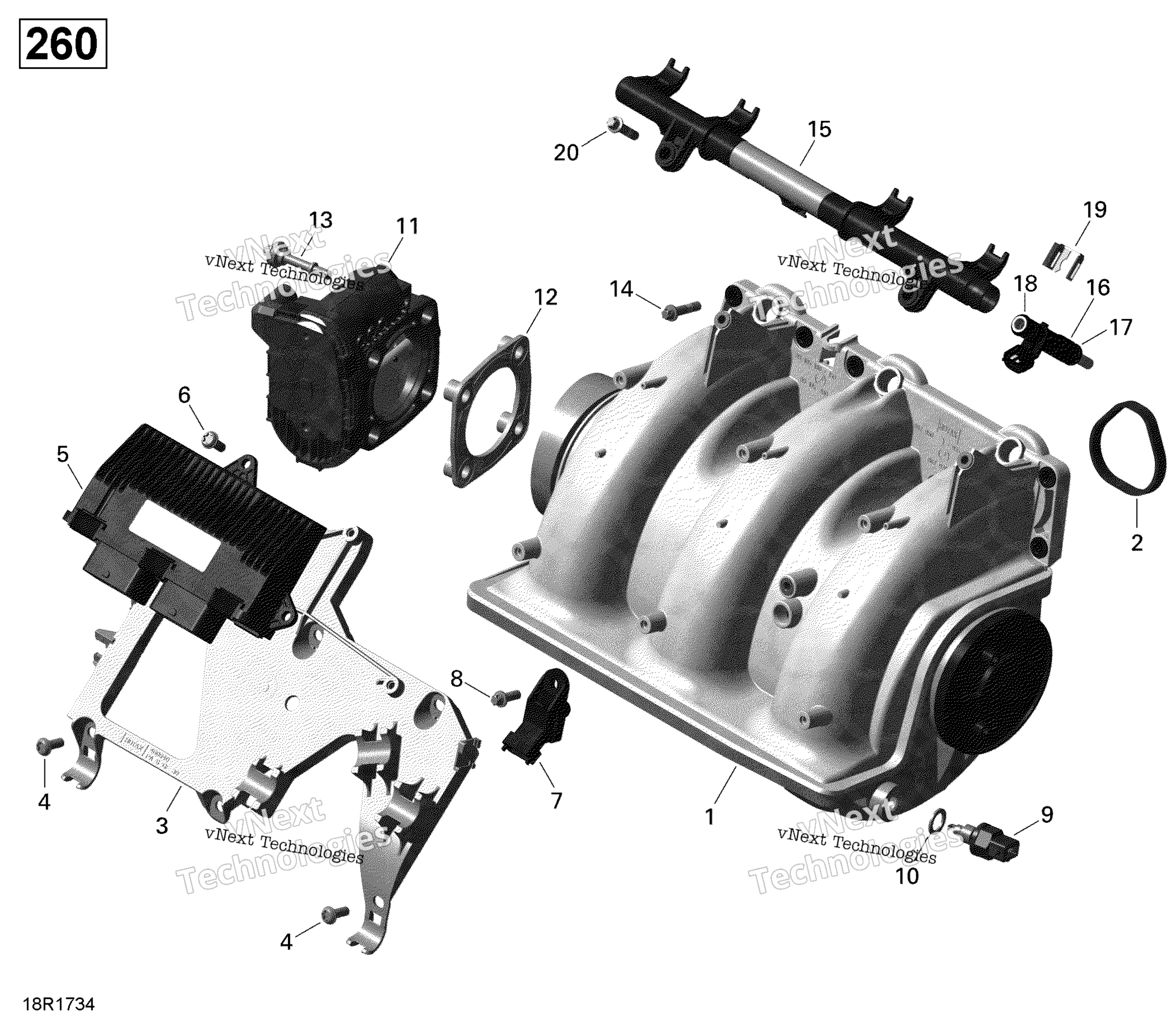 Воздушный впуск коллектор и Throttle кузов 260