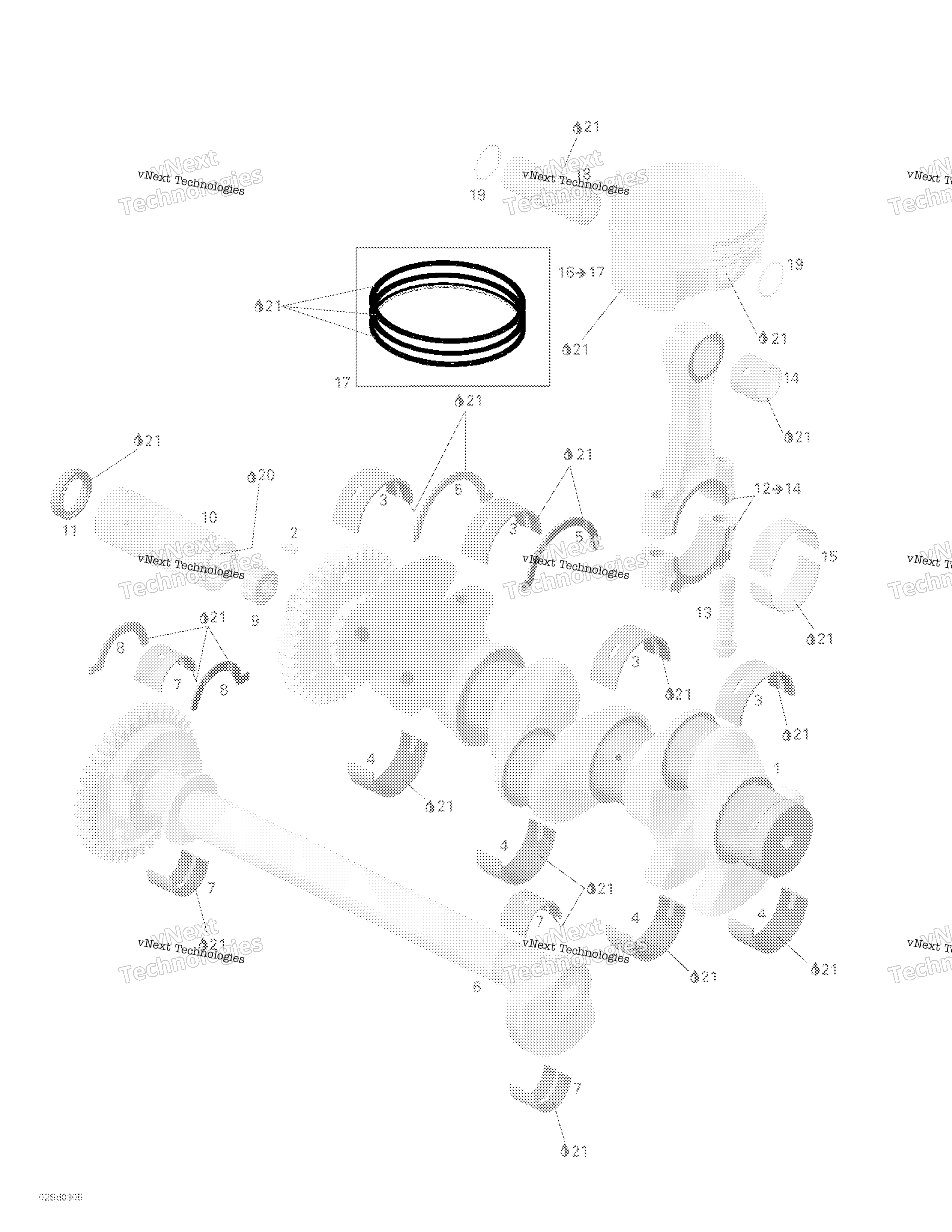 Crankshaft, Pistons и Balance Shaft