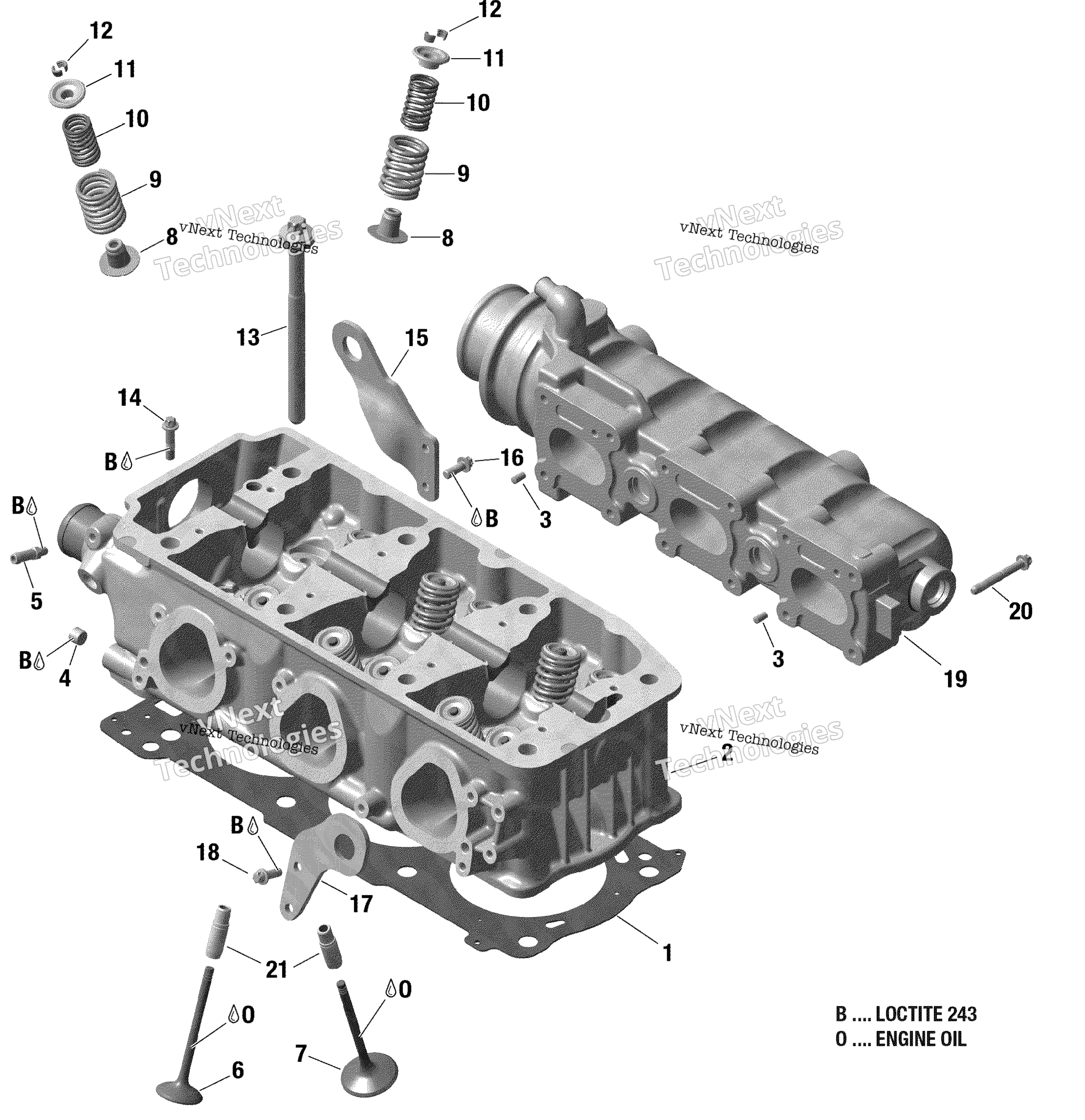 Цилиндр Head And Exhaust Manifold