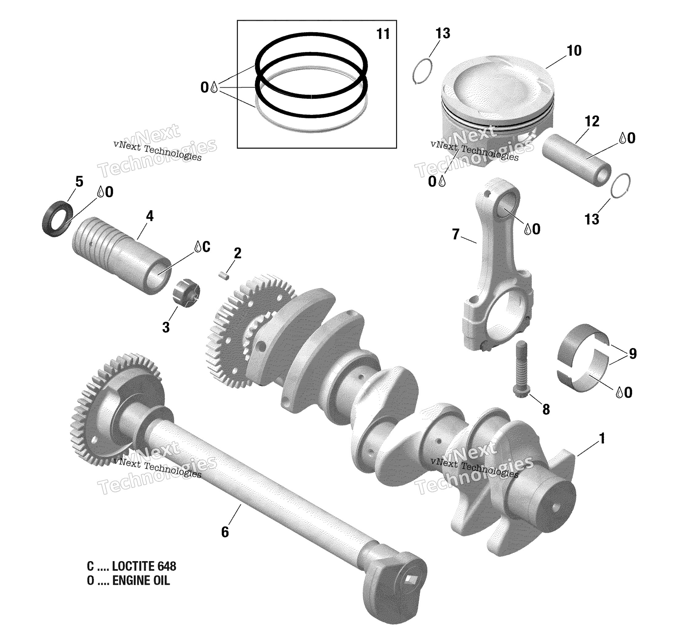 Crankshaft, Pistons и Balance Shaft
