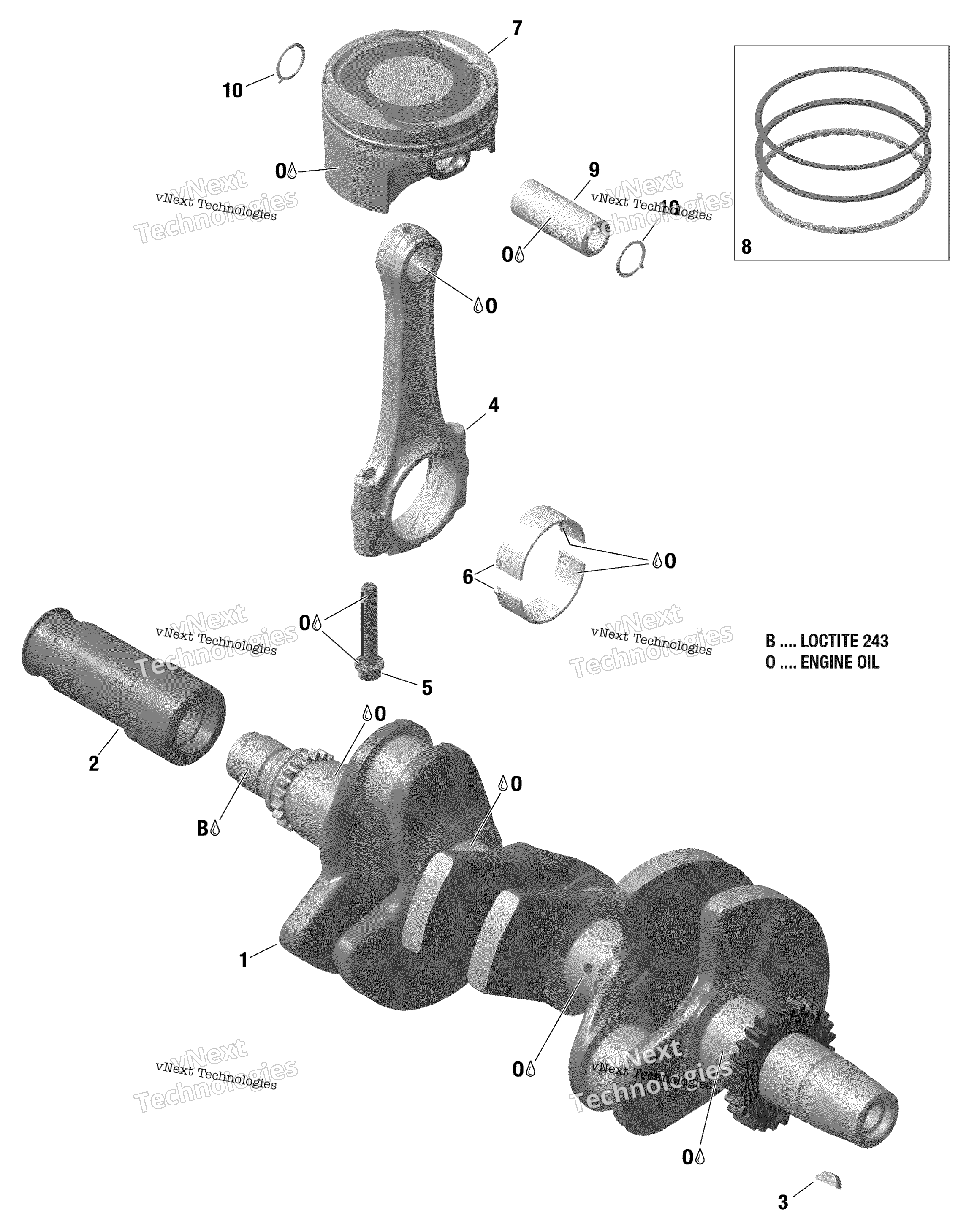 Rotax коленвал и Pistons 903 / Built Up To Sept 28 2020