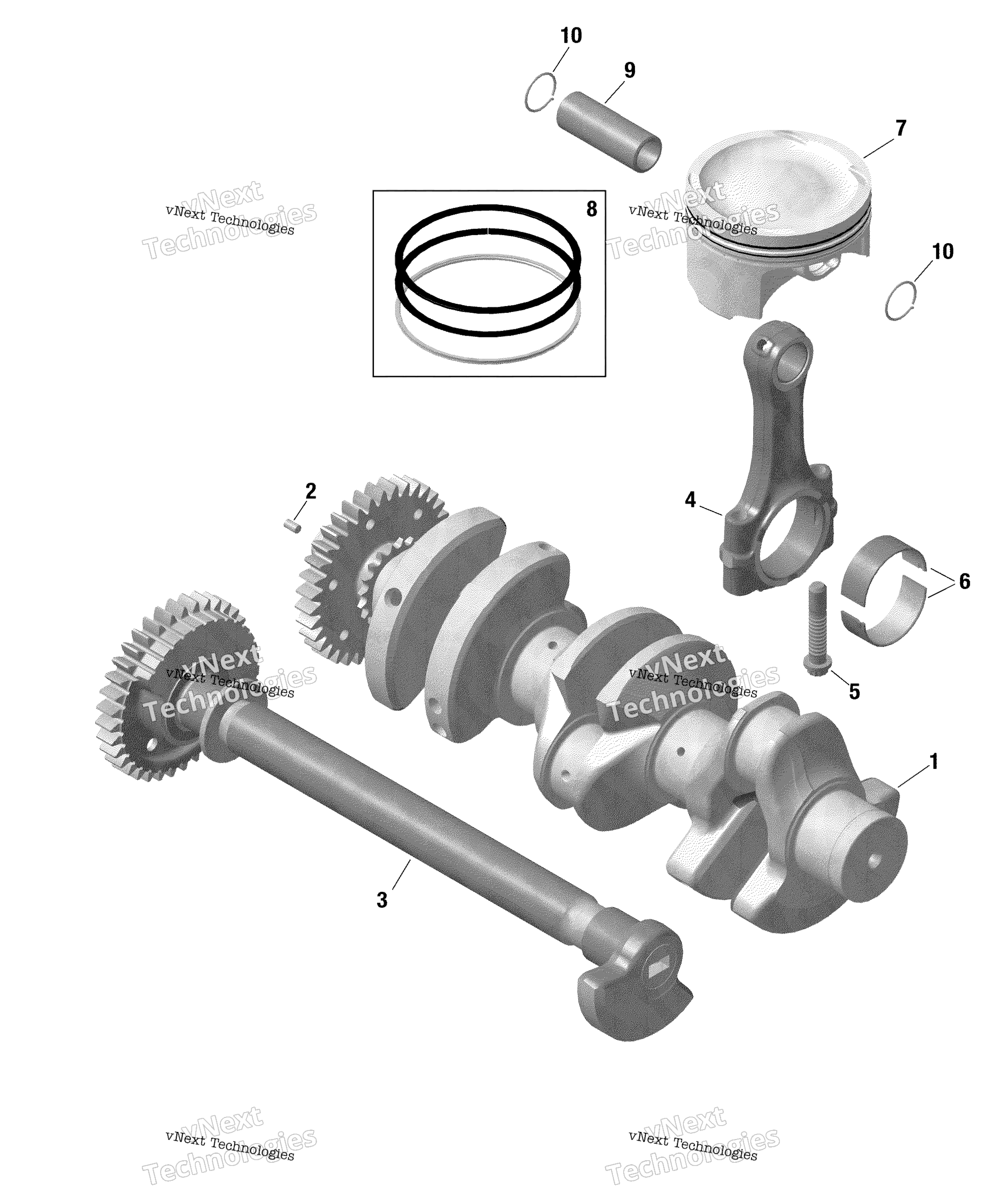 Rotax коленвал и Pistons