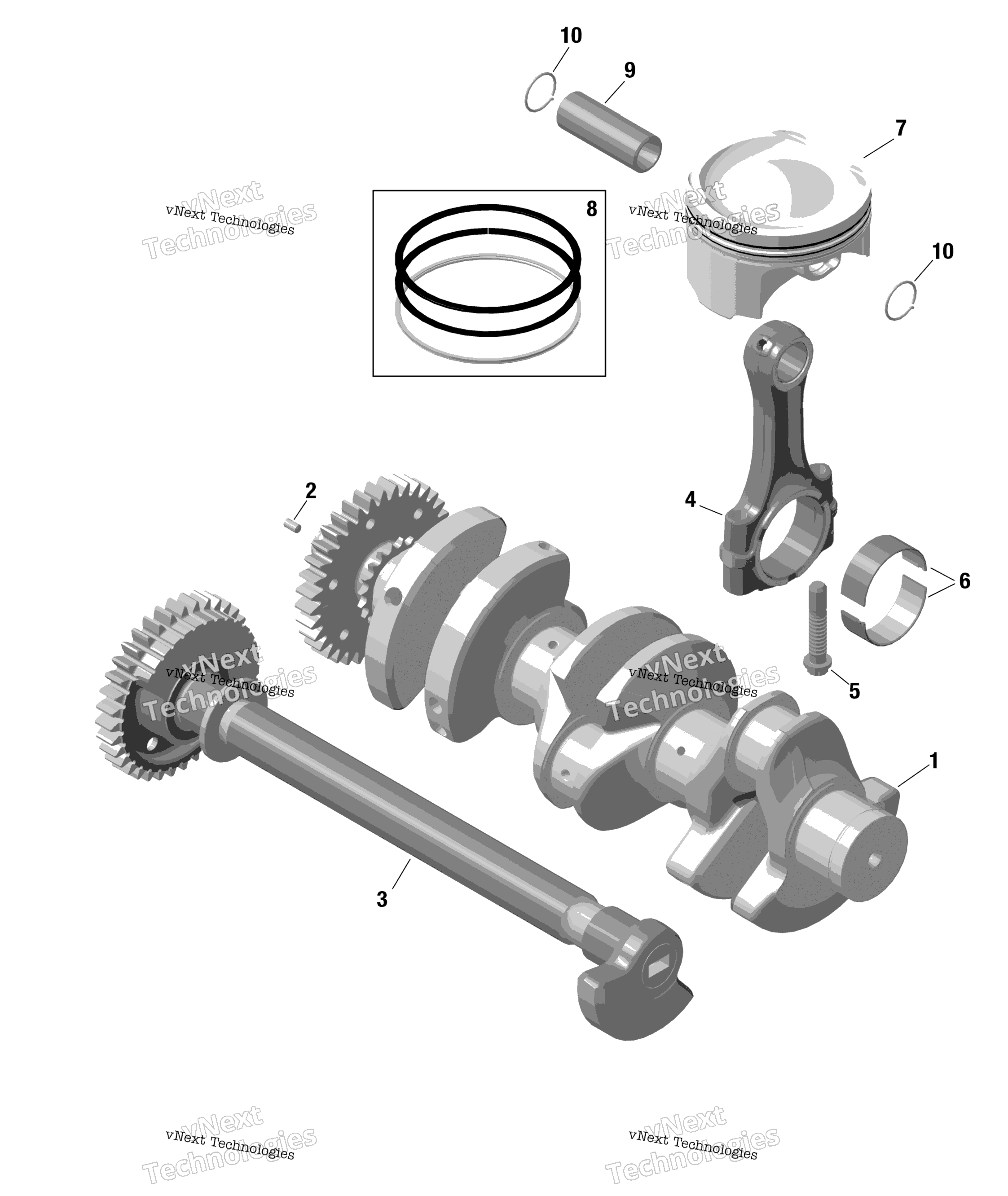 Rotax коленвал и Pistons
