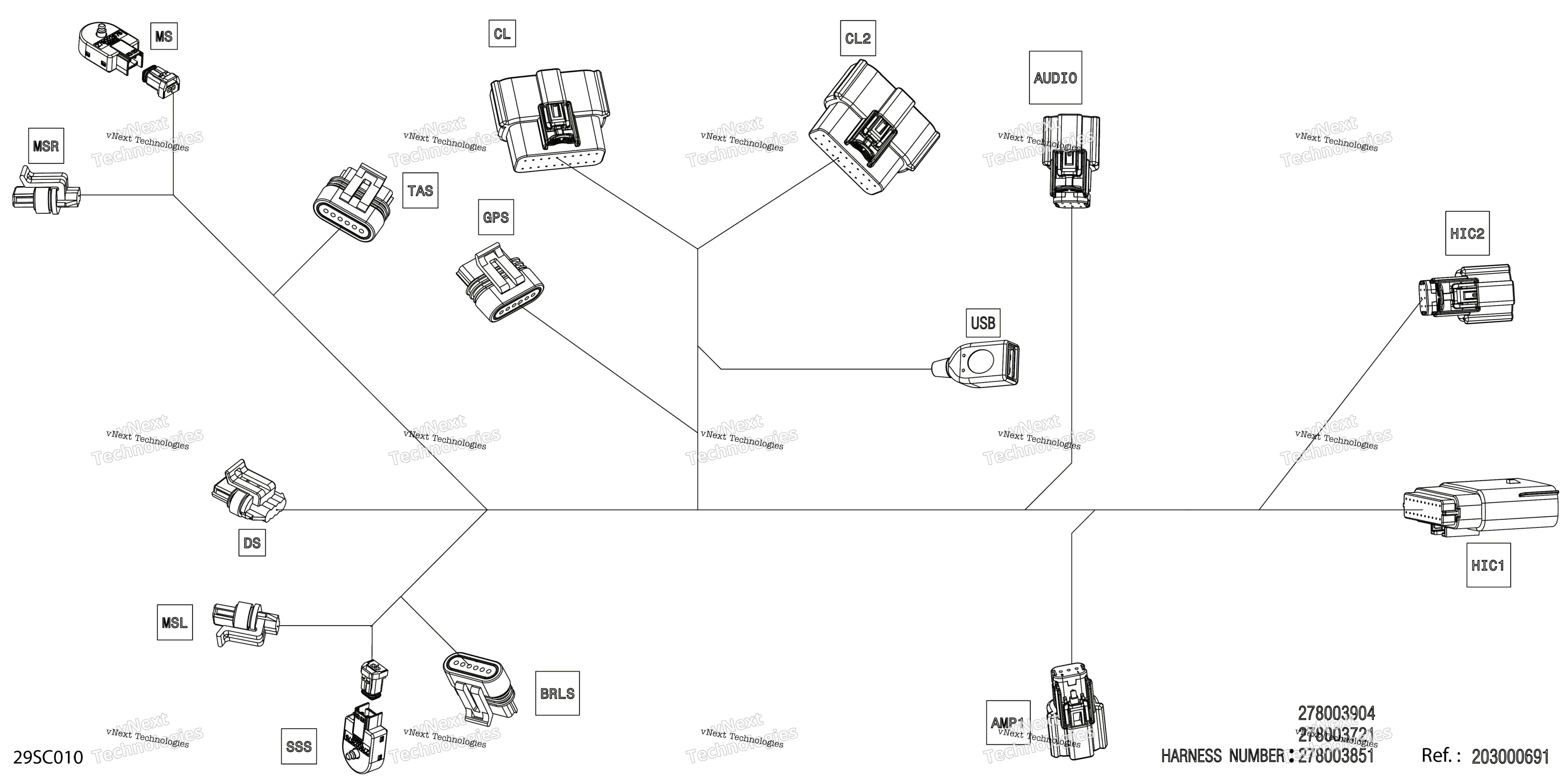 Электрооборудование - Steering Wiring Harness - 278003851 - Model With Multigauge Vip Medium
