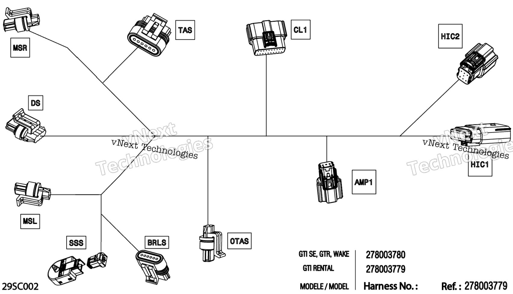 Электрооборудование - Steering Wiring Harness - 278003780